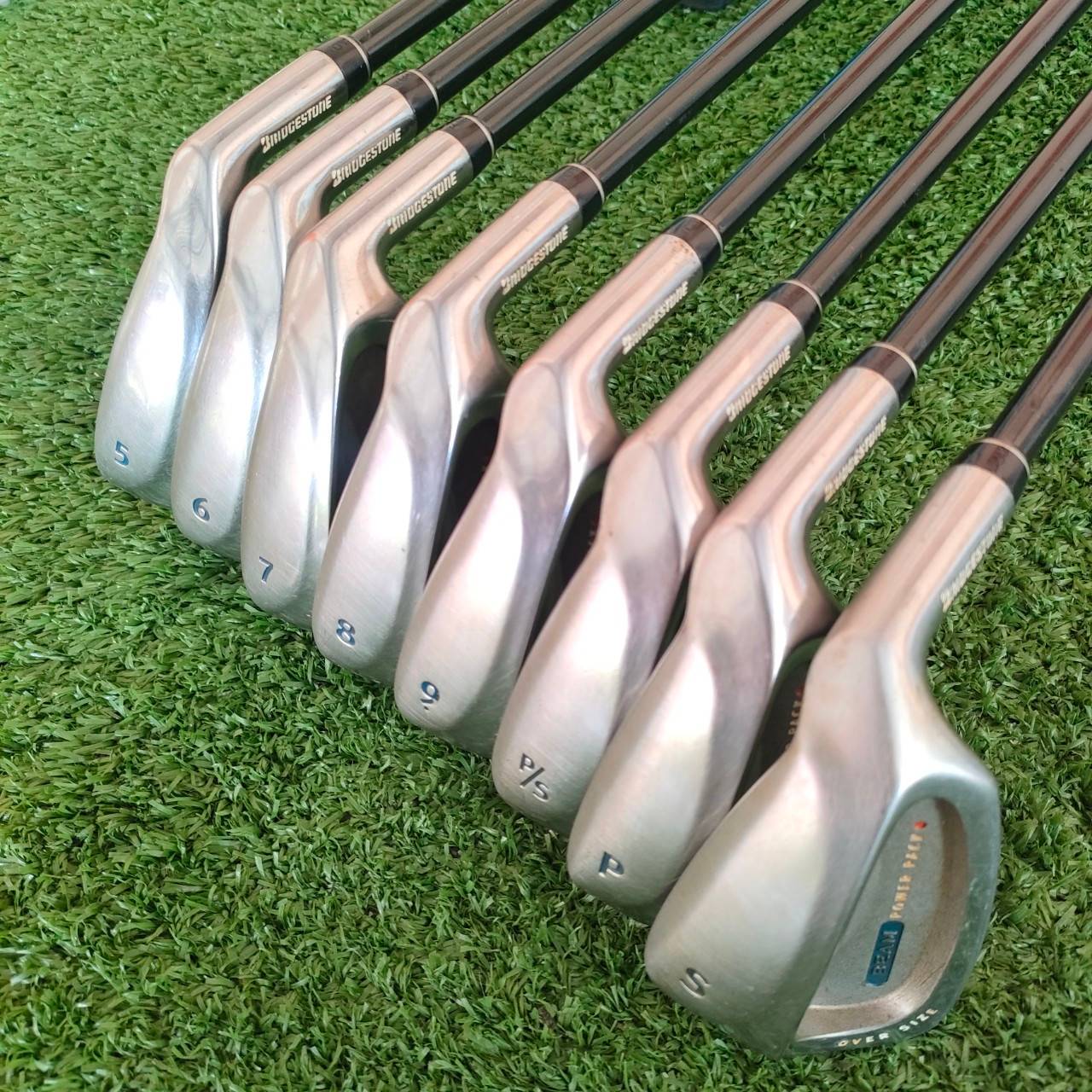 ชุดเหล็ก BRIDGESTONE BEAM POWER PACK มีเหล็ก 5-9 เเละ P/S PA SW ก้าน BEAM POWER PACK FLEX R ใบใหญ่ OVER SIZE ตีง่ายมาก วัสดุดี!! ไม้กอล์ฟมือสอง ของแท้ BY NakaraLuxurious