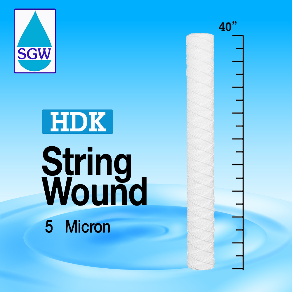 HDK String Wound Cartridge Filter # 5 Micon 40" {จำหน่ายยกลัง 25 ไส้}