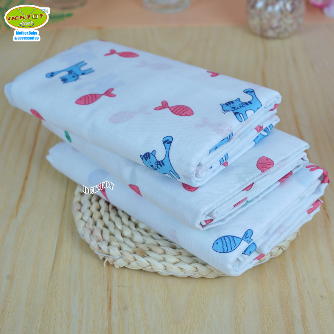 Gold Baby ผ้าอ้อมสาลู 2 ชั้นเกรดA ลายแมว 12 ผืน