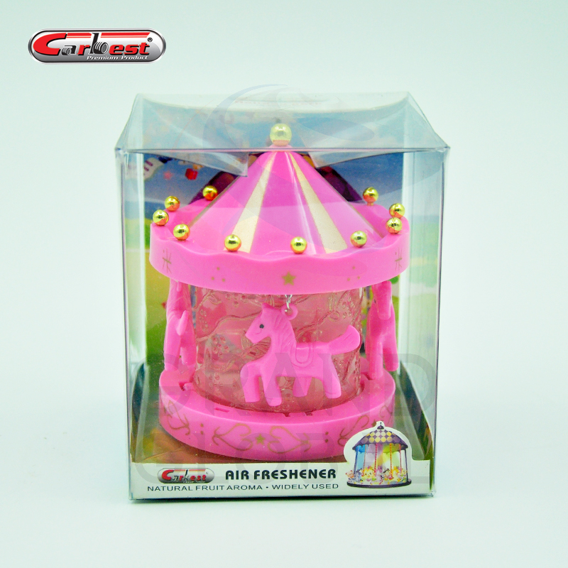 CARBEST air freshener น้ำหอม ปรับอากาศ กลิ่นหอม ม้าหมุน สีชมพู ดับกลิ่น รถยนต์ ห้องน้ำ ห้องนั่งเล่น ห้องทำงาน 1แถม1