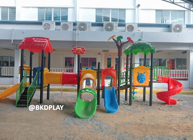 เครื่องเล่นสนามกลางแจ้ง ชุดสวนดอกไม้, เครื่องเล่นสนามปฐมวัย,ครุภัณฑ์สนามเด็กเล่น, สพฐ,โครงการโรงเรียนประชารัฐ playground,สไลเดอร์,ของเล่นเสริมพัฒนาการ,เครื่องเล่นสนาม, สนามเด็กเล่น