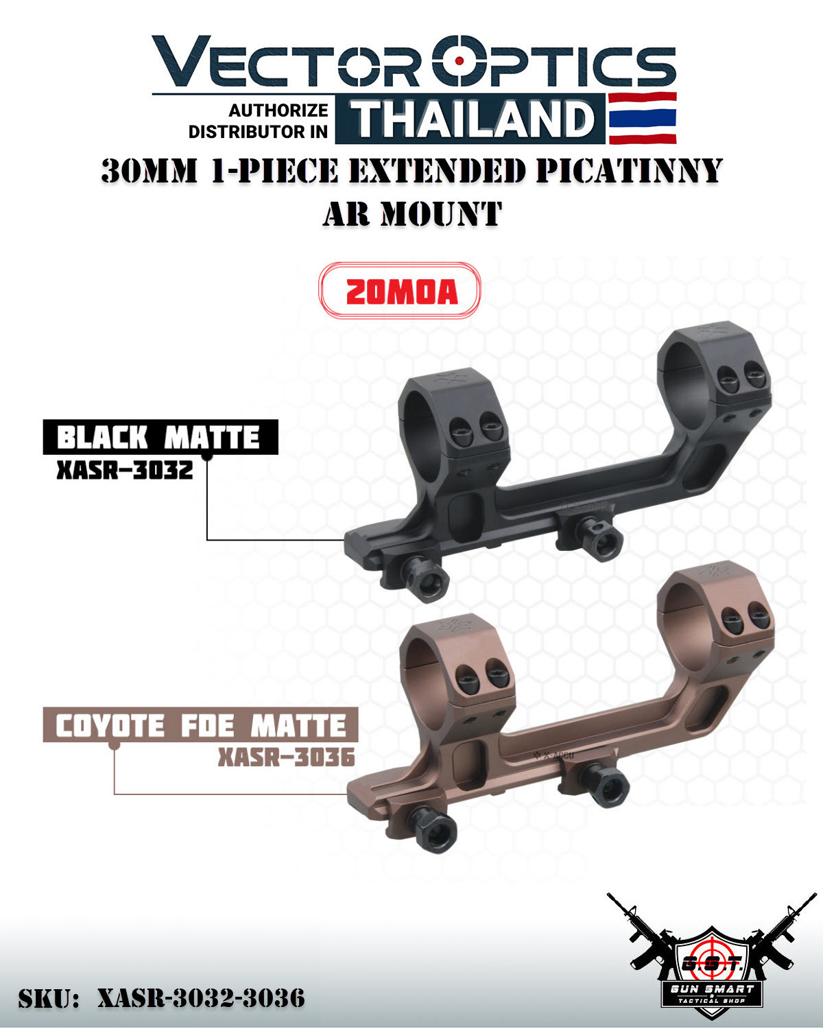 20MOA 30MM 1-PIECE EXTENDED PICATINNY AR MOUNT