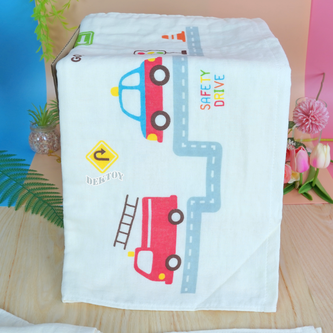 ผ้าเช็ดตัวเด็ก2หน้า ผ้าคอตตอน ผ้าขนหนู ไซส์ 24 x 48 นิ้ว