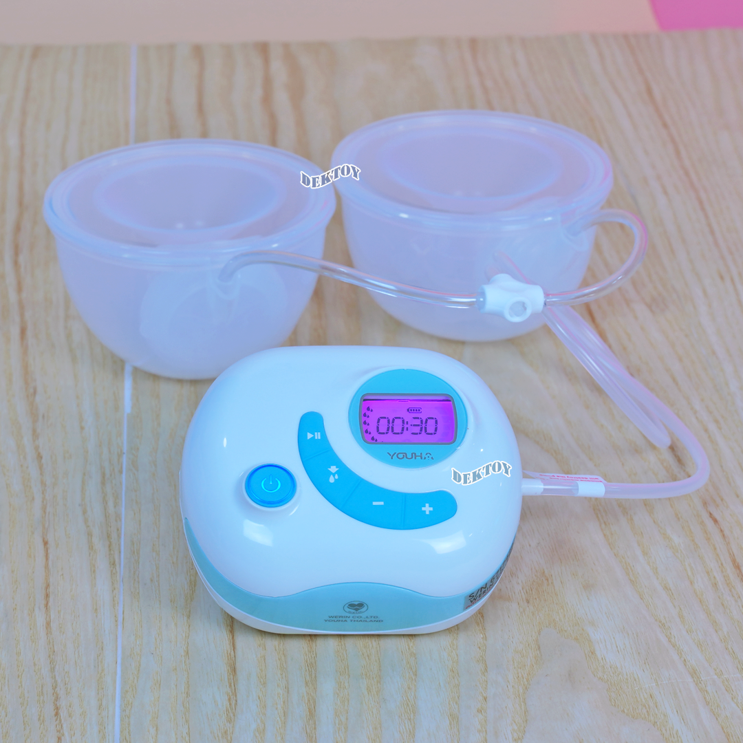 เครื่องปั๊มนมไฟฟ้า Freena Youha Plus รุ่น YH7001 มาพร้อมกรวยแฮนด์ฟรีซิลิโคนนิ่มกรวย24มม. ปั๊มนมสะดวก ไม่ต้องจับ