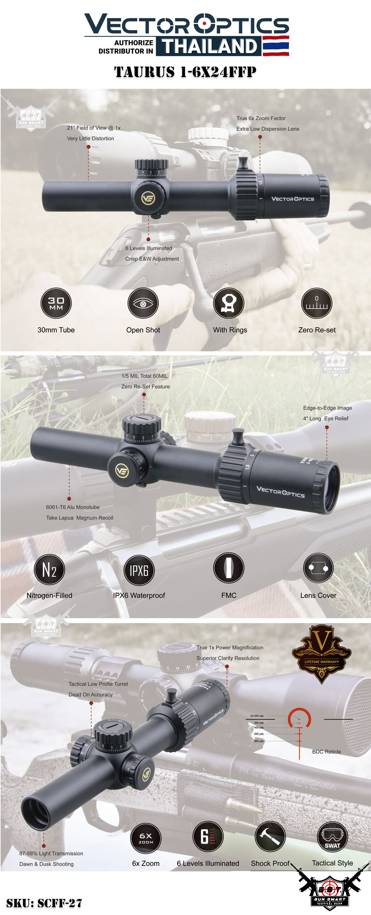 トイガン Vector Optics SCFF-27 Taurus 1-6x24FFP Vector Optics Taurus 1-6x24FFP Riflescope