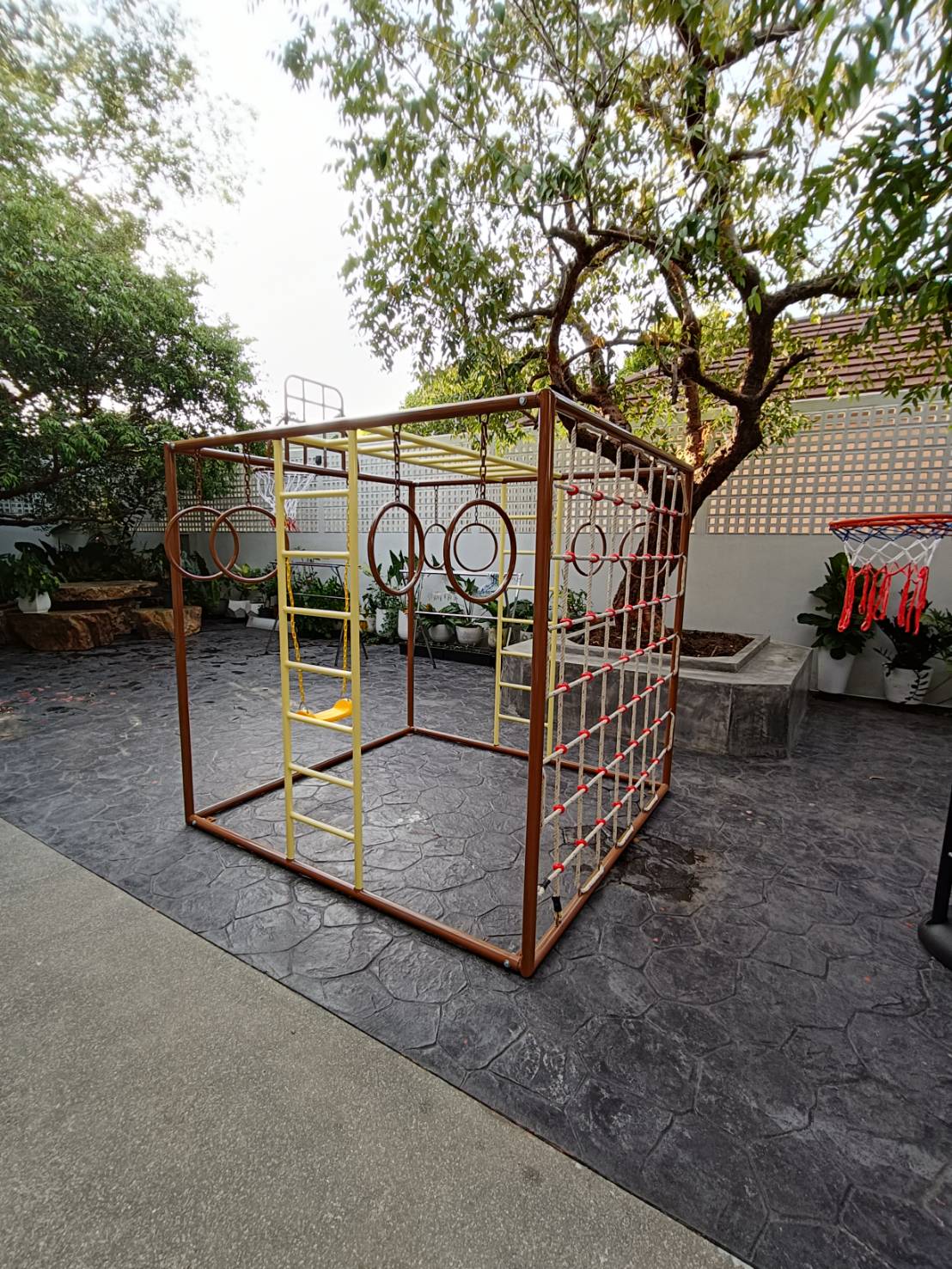 ลูกเต๋าปีนป่าย ชุดรวมปีนป่ายสี่เหลี่ยมA2 ปีนป่ายเชือก พร้อมบาร์โหน บาร์ไต่ ชิงช้า เครื่องเล่นสนามเหล็ก เครื่องเล่นสนามกลางแจ้ง OutdoorPlayground