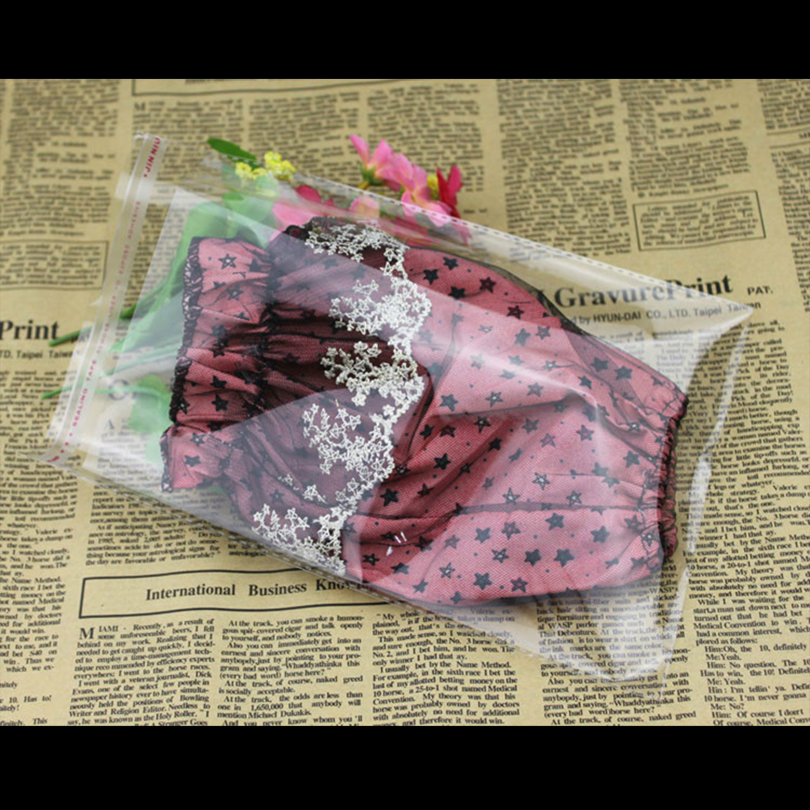 ถุงแก้ว OPP ฝากาว Set-5 แบบบาง (50micron) แพ็ค 20ใบ มีหลายแบบ รุ่นใหม่ขอบแถบรอยประ ป้องกันรอยขาดวิ่ง