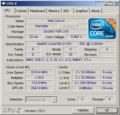 โปรเซสเซอร์ Intel® Core™ i3-550