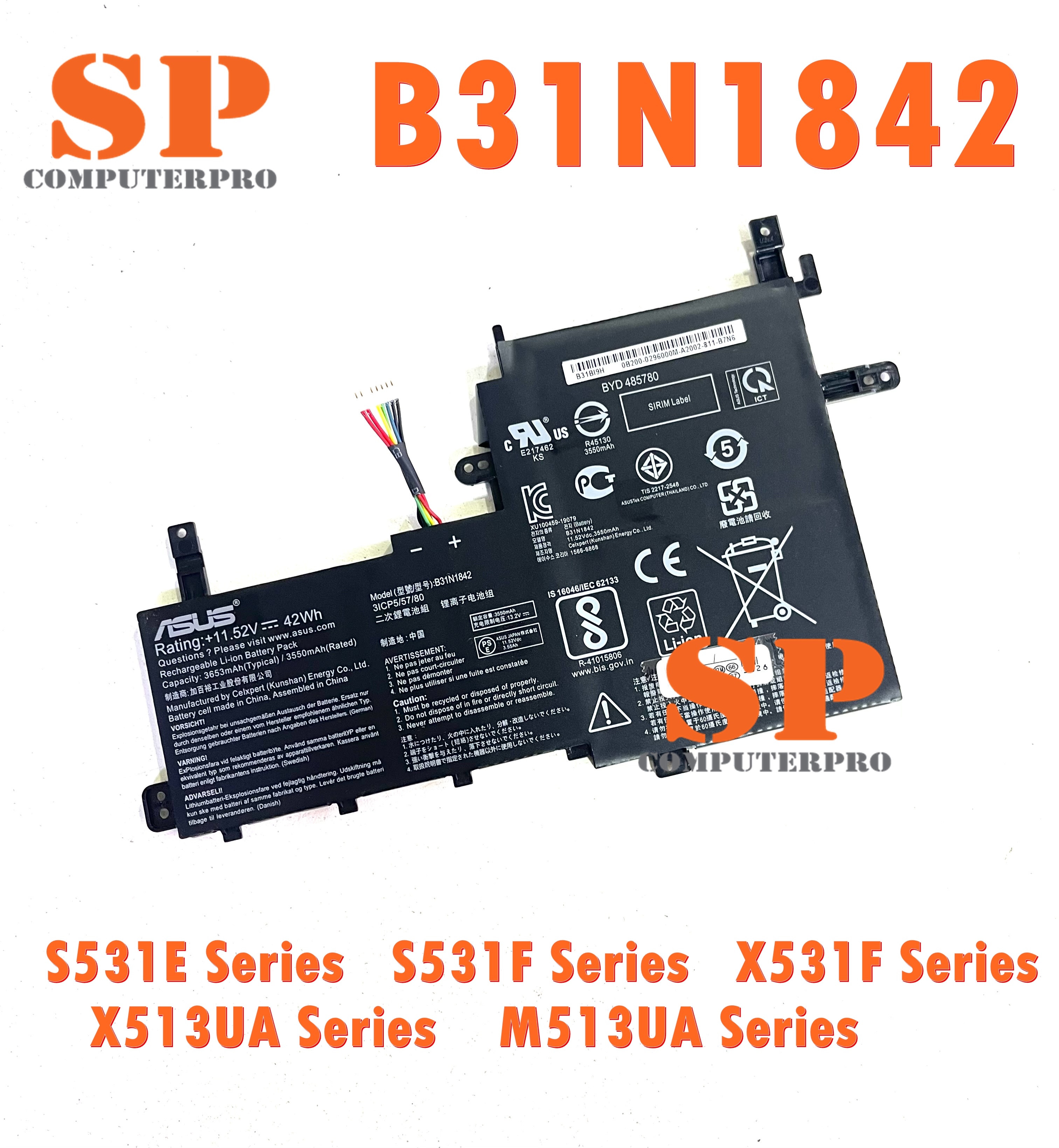 BATTERY ASUS แบตเตอรี่โน๊ตบุ๊คแท้ ASUS Vivobook S531E Series S531F Series X531F Series X513UA Series M513UA Series