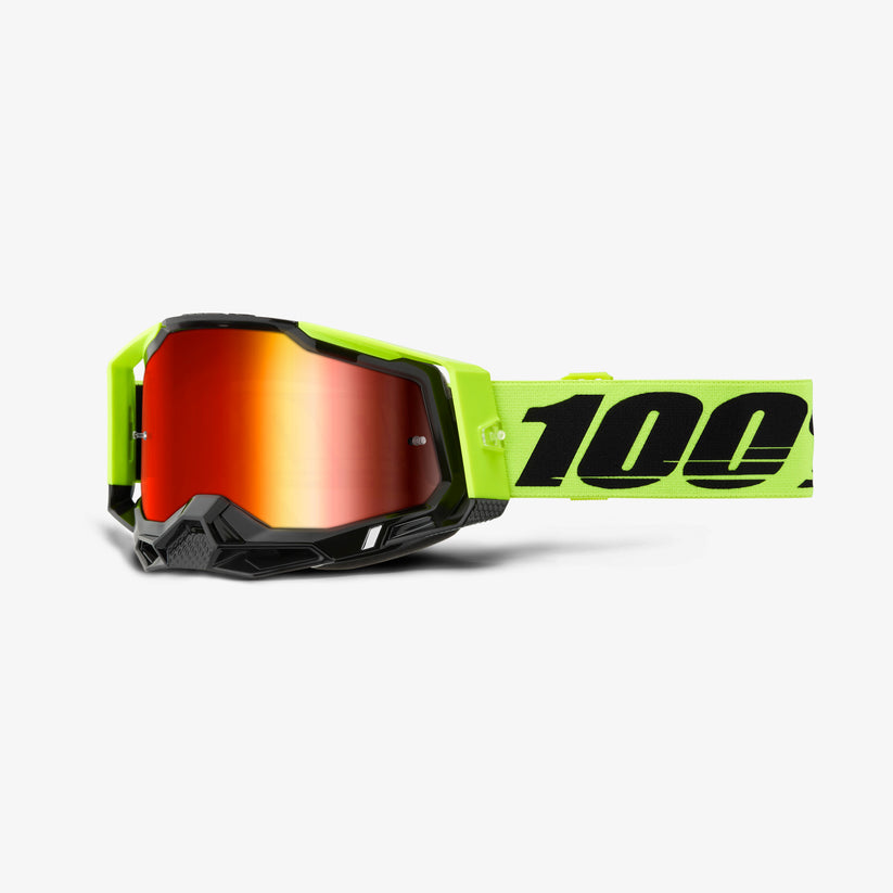 แว่น 100% Racecraft2 Goggle - Neon Yellow 2024 Mirror Red / Clear Lens