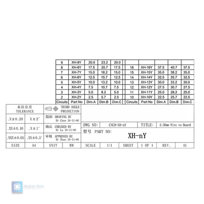 XH2.54 Connector pitch 2.54MM plastic shell and reed crimp (อ่านรายละเอียดก่อนสั่ง)