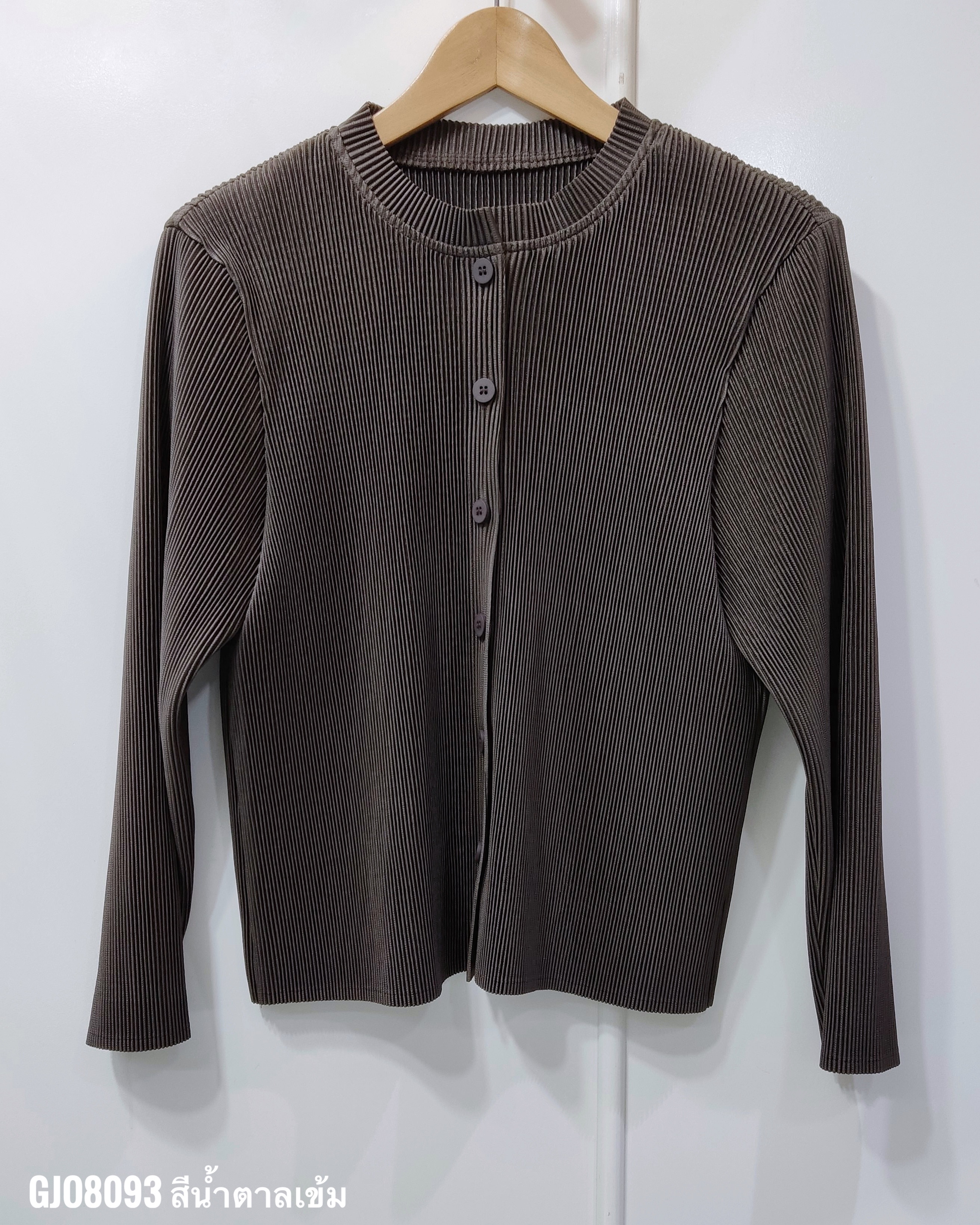 2MUAY รุ่น GJO8093 เสื้ออัดพลีท THICK BUTTON FRONT PLEATED TOP 4 สี FREE SIZE