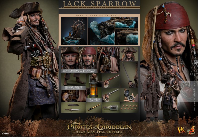 [พร้อมส่ง]Hot Toys 1/6 : Pirates of the Caribbean : Dead Men Tell No Tales - Jack Sparrow - DX38 : (Deluxe Version)(กล่องทะลุ)