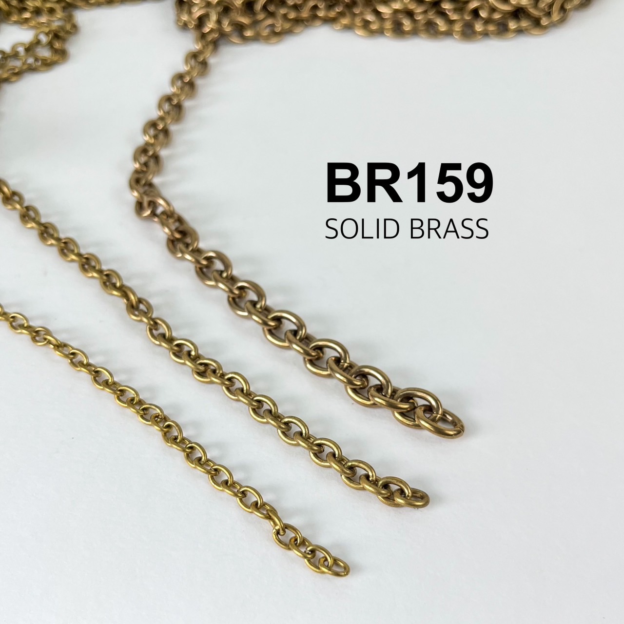BR159 โซ่ทองเหลืองแท้ ทรงรี **ราคาต่อเมตร**