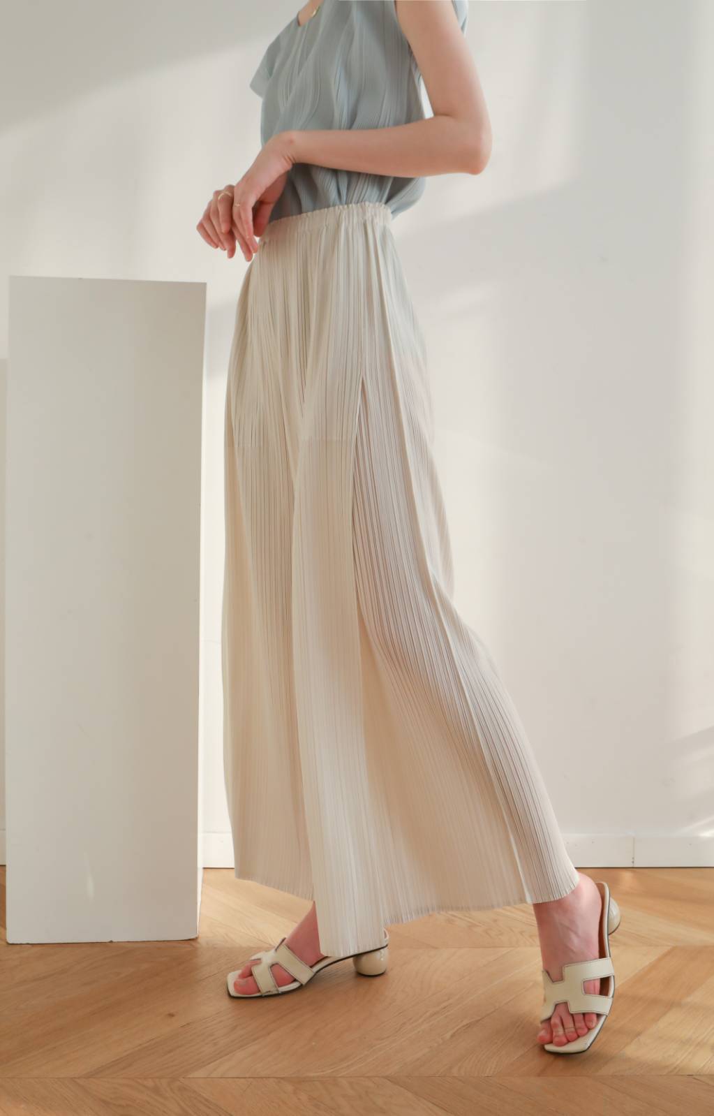 เพิ่มสีใหม่ ยาว37นิ้ว! 2MUAY รุ่น GJO7271 กางเกงอัดพลีทงานคุณภาพ BAT STRAIGHT LAYER PLEATED PANTS 18สี FREE SIZE