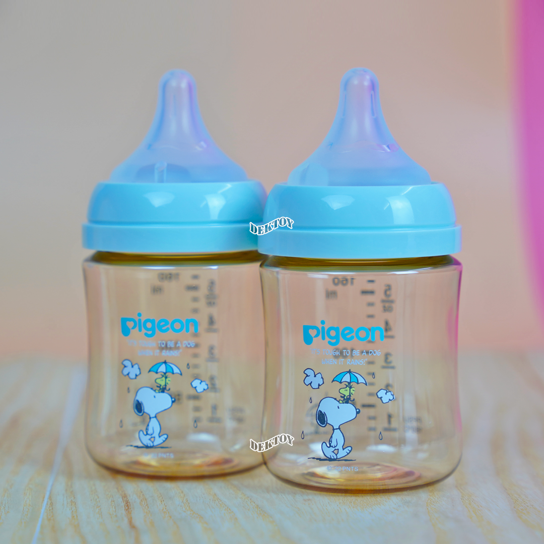 PIGEON พีเจ้น ขวดนมพีเจ้นสีชา Snopy PPSU 5 ออนซ์ 160 มล. คอกว้าง แพ็ค 2 ขวด สนูปี้