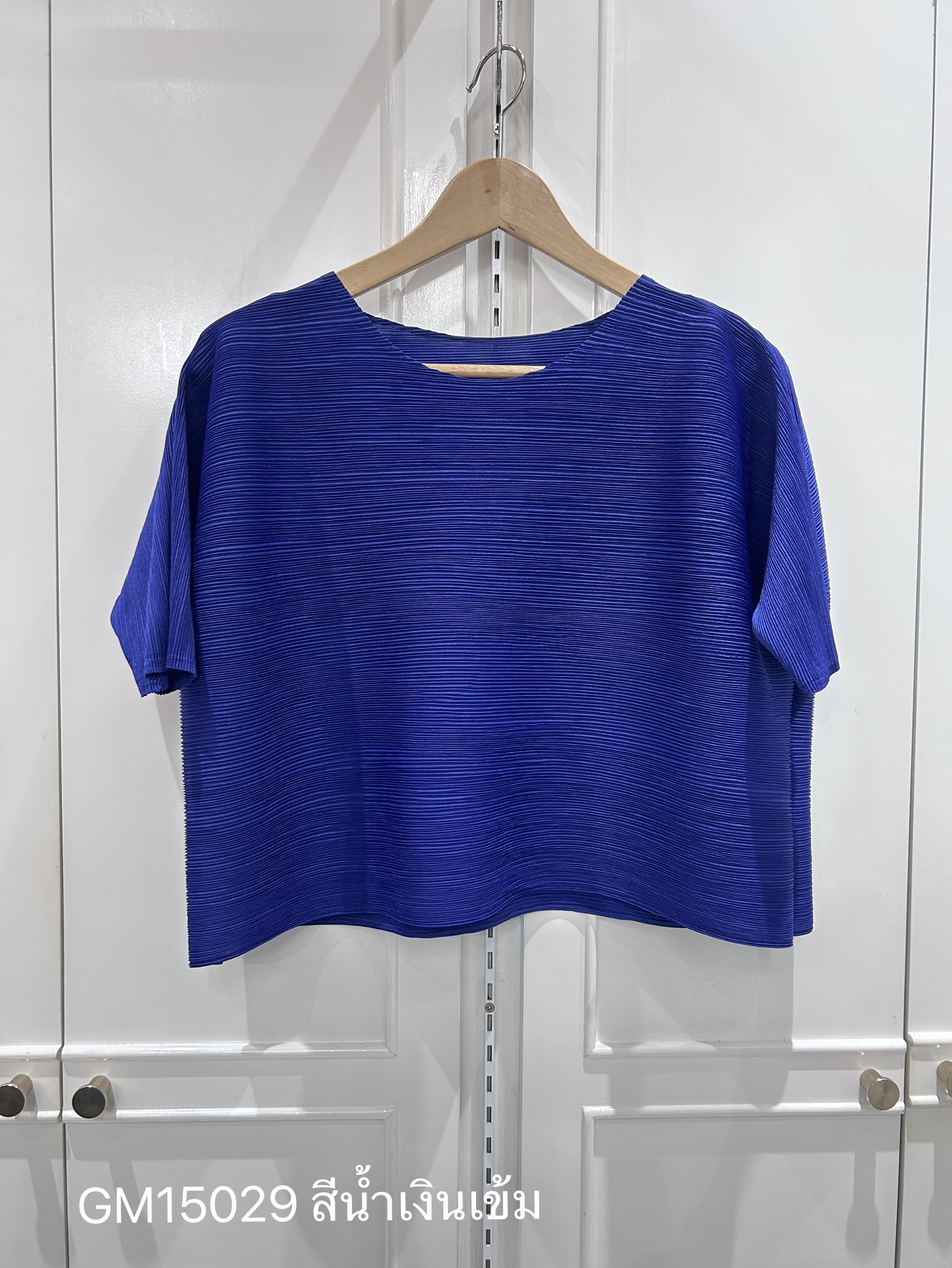 อกถึง48 2MUAY GM15029 เสื้ออัดพลีท SHORT SLEEVE PLEATED TOP 28 สี FREE SIZE