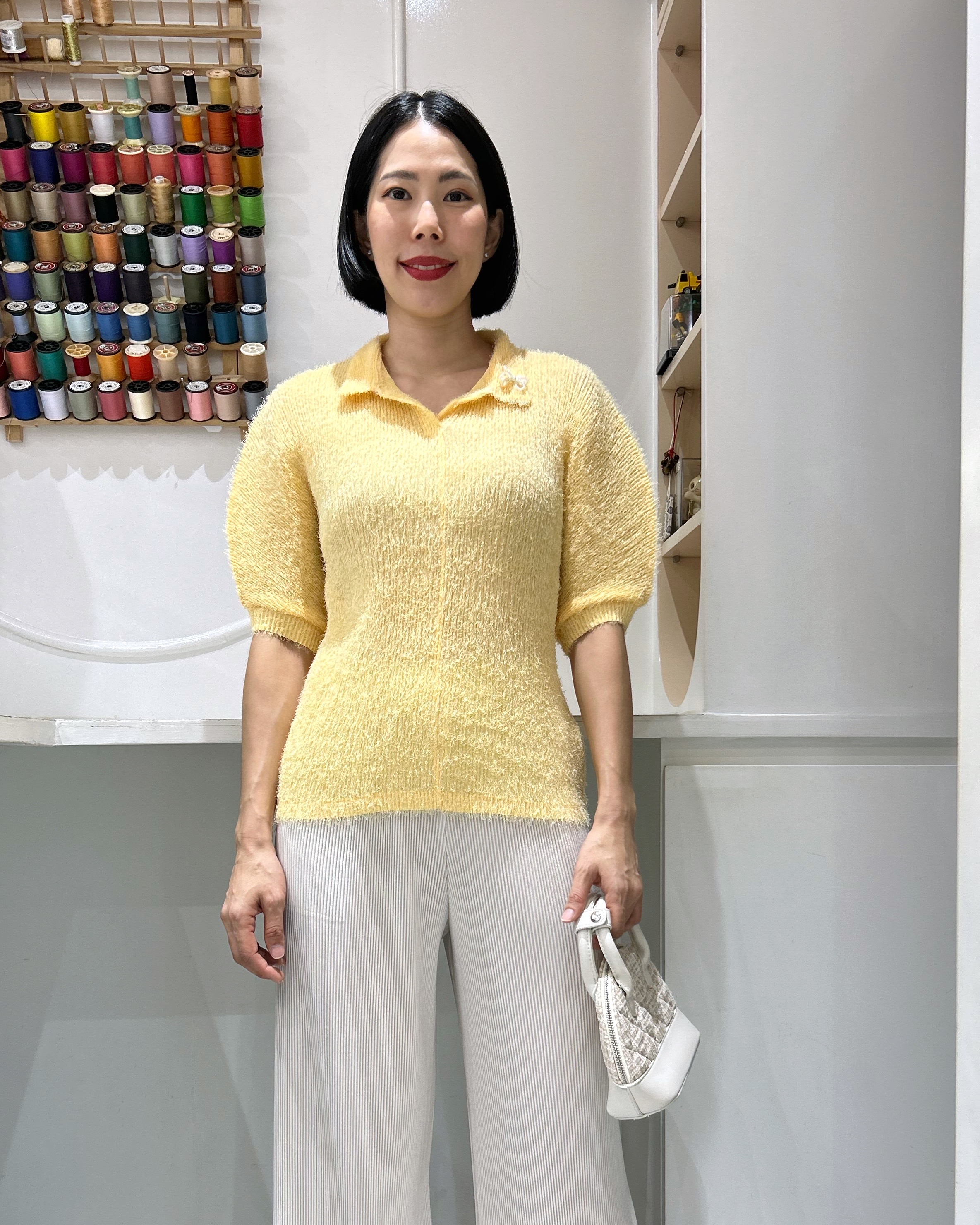 2MUAY รุ่น GJO11448 เสื้ออัดพลีท FUFFY POLO PLEATED TOP 4 สี FREE SIZE