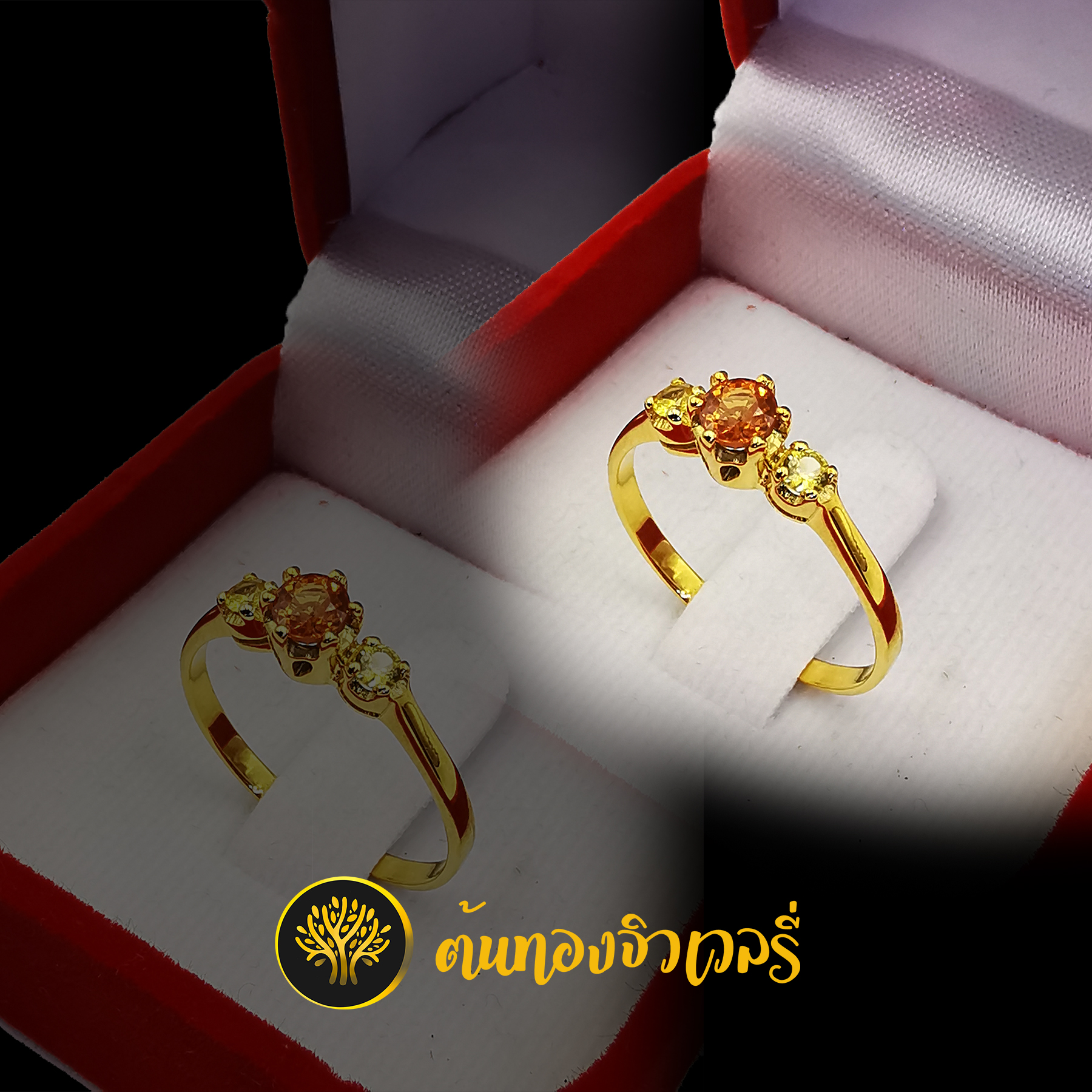 แหวนพลอยบุษราคัม ฝัง3เม็ดสวยๆ เนี๊ยบๆแบบนี้เราจัดให้ได้นะครับ