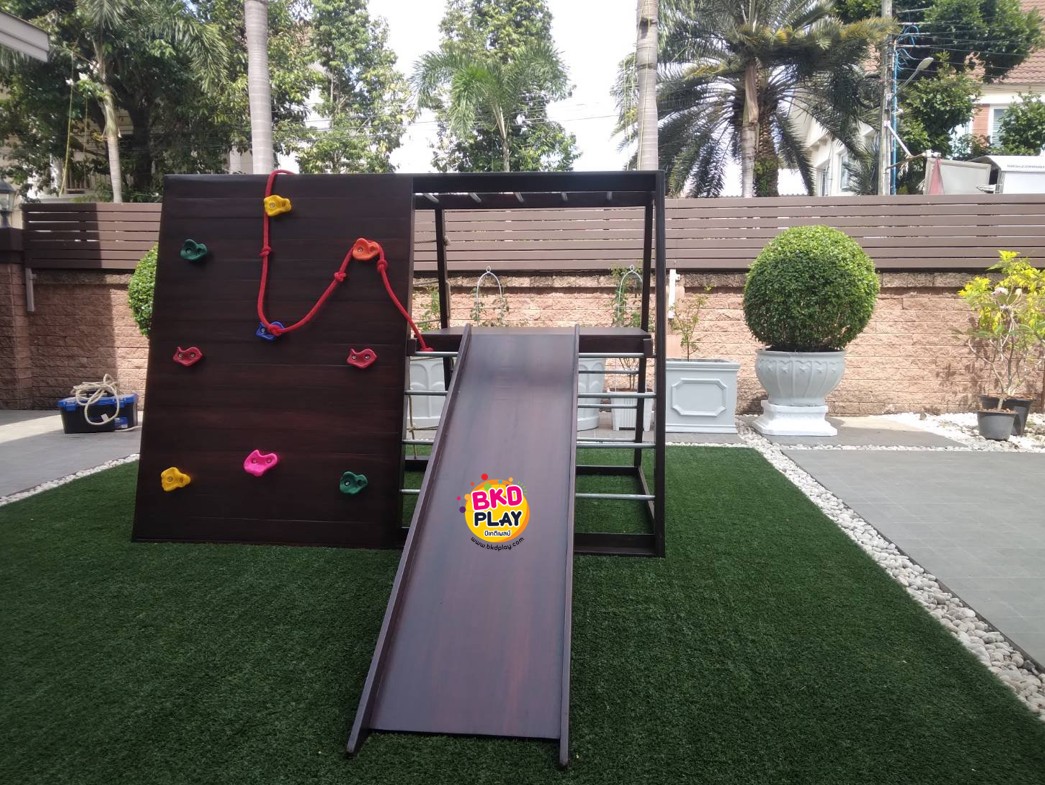 เครื่องเล่นสนามไม้ ชุด E ปีนป่ายเชือก,ปีนหน้าผา ปีนป่ายไม้ เครื่องเล่นสนามกลางแจ้ง ของเล่นสนามwoodplayground ไม้เนื้อแข็ง