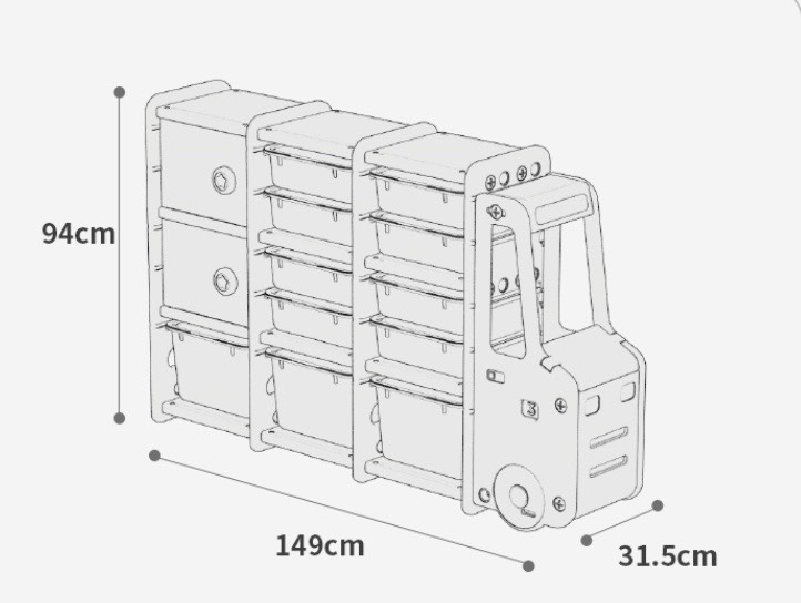 ชั้นวางของรถเด็ก 13ช่อง ชั้นเก็บของเด็ก,เฟอร์นิเจอร์เด็ก รถบัส พร้อมส่ง คิดค่าส่งตามจริง