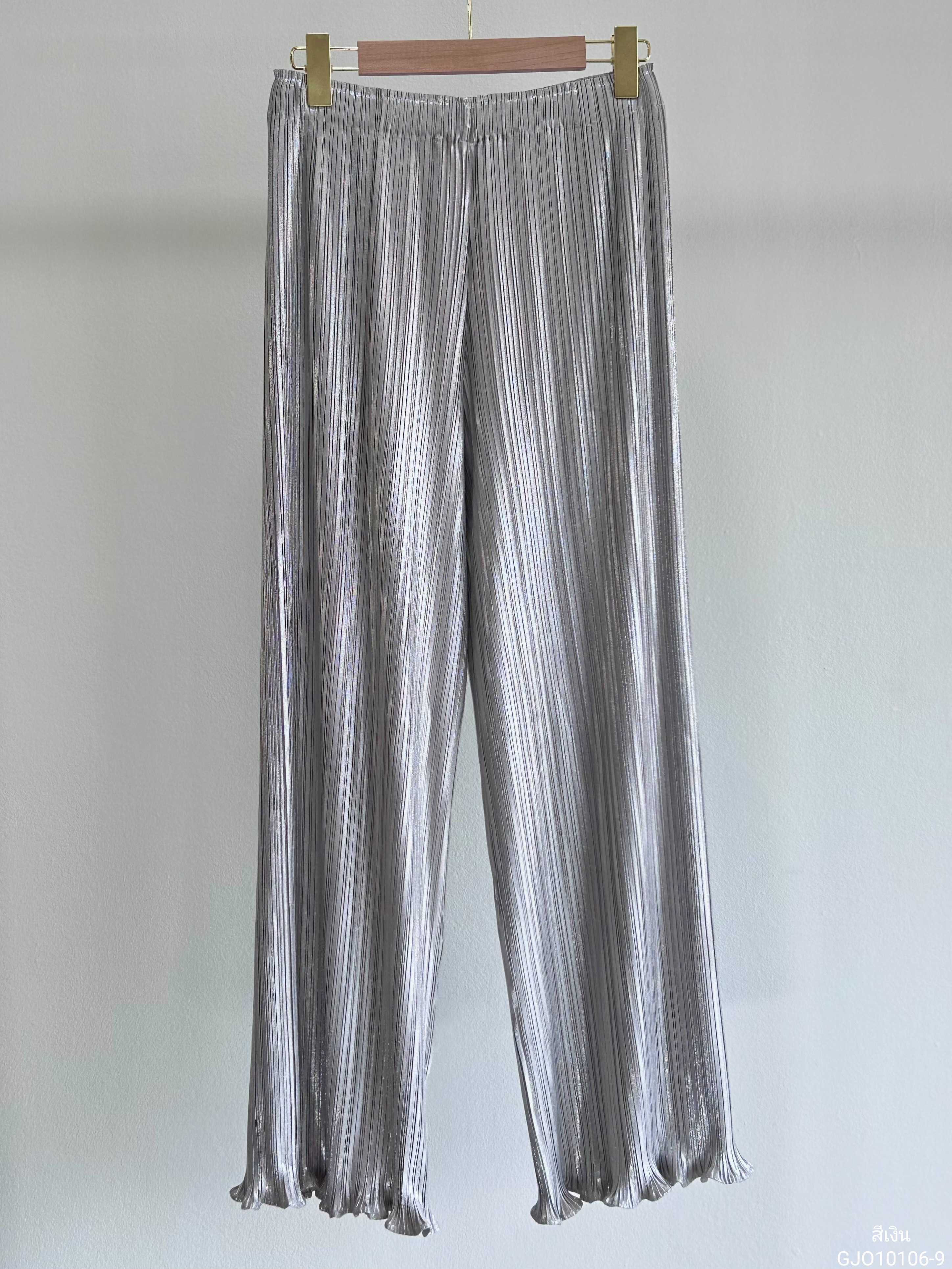 ปรับราคาลง20%!! ยาว 38.5นิ้ว! 2MUAY รุ่น GJO10106-9 กางเกงพลีทคุณภาพ STRAIGHT LEG METALLIC PLEATED PANTS 4สี FREE SIZE