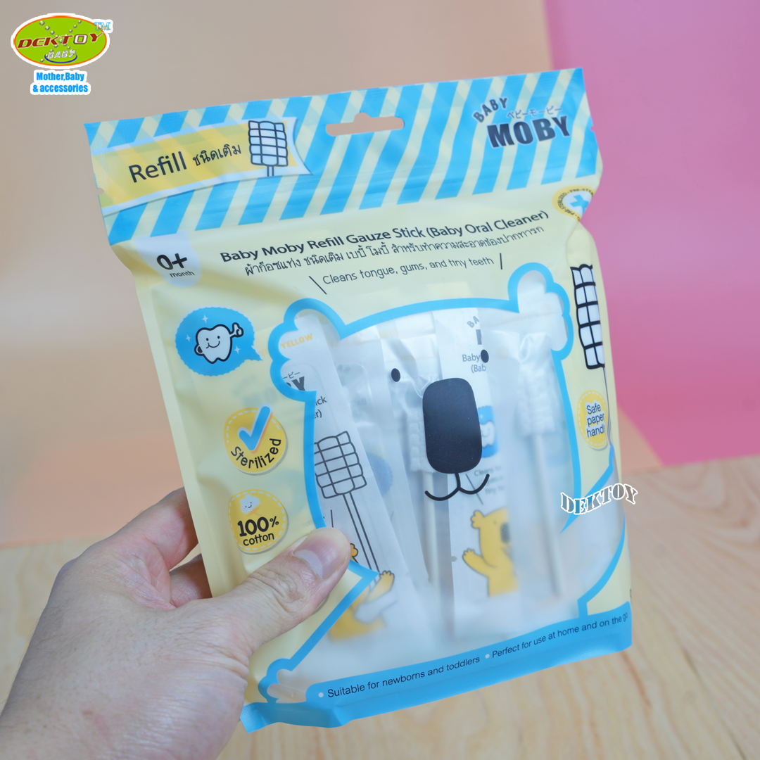 Baby moby ผ้าก๊อซ ชนิดแท่ง เบบี้ โมบี้ รุ่นหัวแบน (ชนิดเติม) 80 ชิ้น