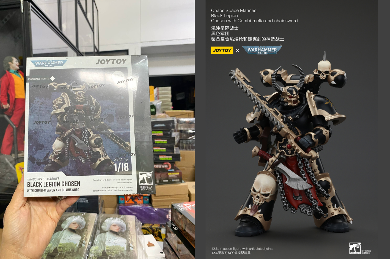[พร้อมส่ง]Joy toy 1/18 : Chaos Space Marines Black Legion Chosen- JT00980 : with Combi-melta and chainsword