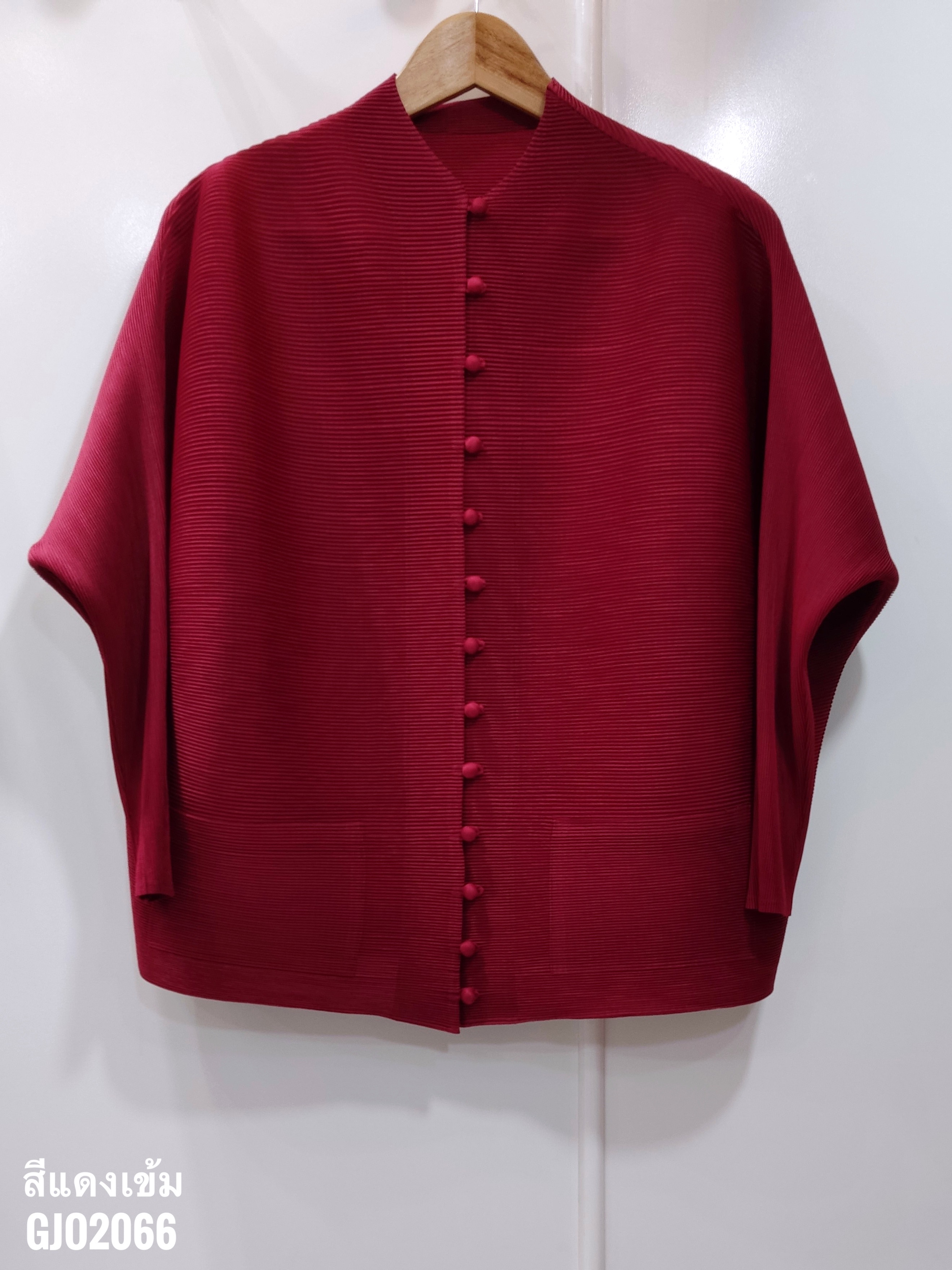 2MUAY BASIC รุ่น GJO2066 เสื้ออัดพลีทงานคุณภาพ BUTTON FRONT PLEATED TOP 17สี FREE SIZE