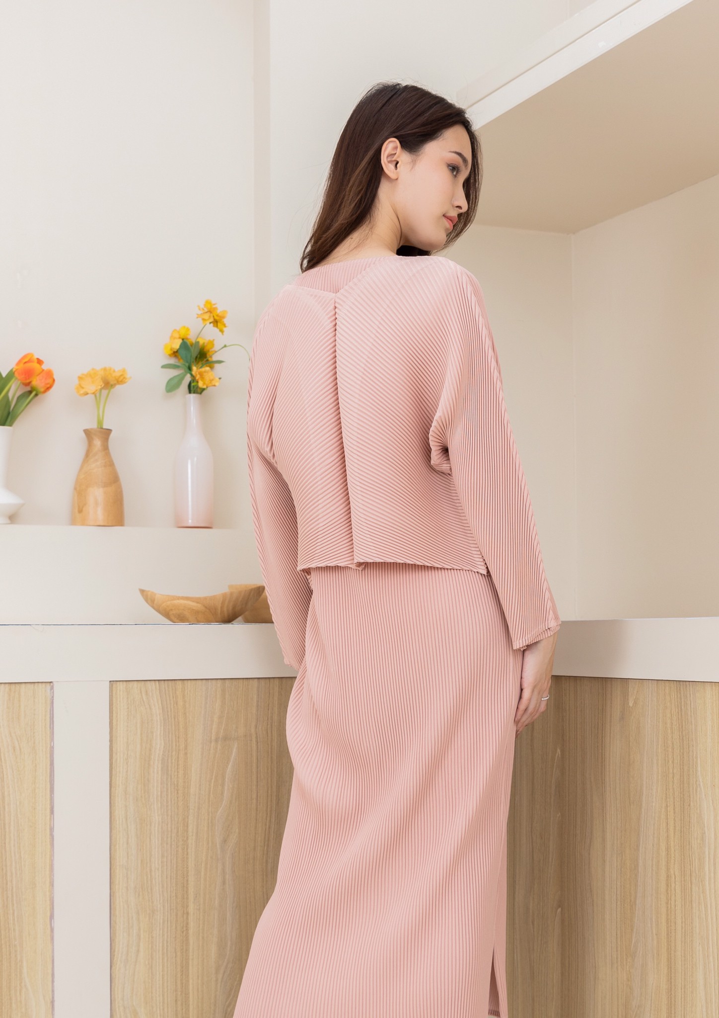 2MUAY รุ่น GJO3095 เสื้อคลุมผู้หญิง เสื้อคลุมพลีทคุณภาพ 6สี FREE SIZE LONG SLEEVE OPEN FRONT THICK PLEAT CARDIGAN