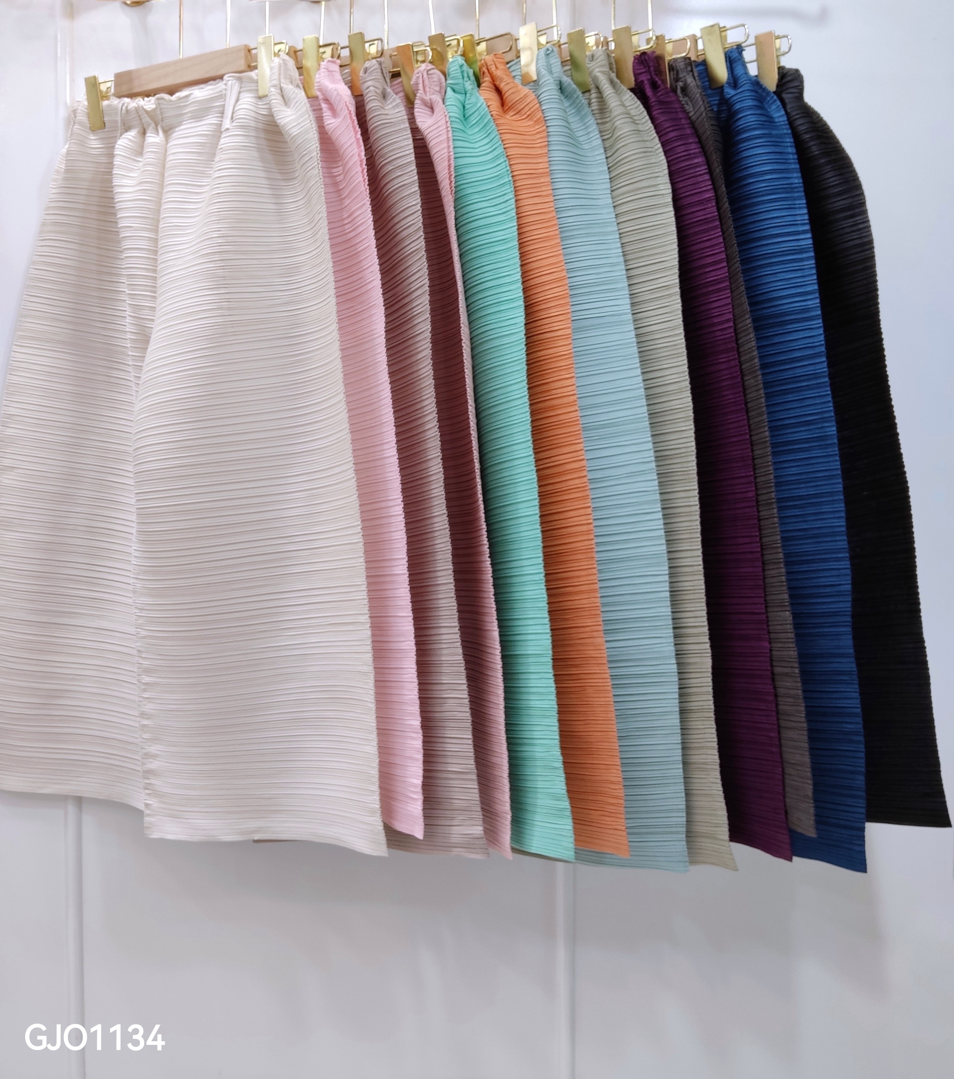 ยาว 32นิ้ว!! 2MUAY รุ่น GJO1134 กางเกงพลีทคุณภาพ CROPPED WIDE LEG PLEATED PANTS 12 สี FREE SIZE