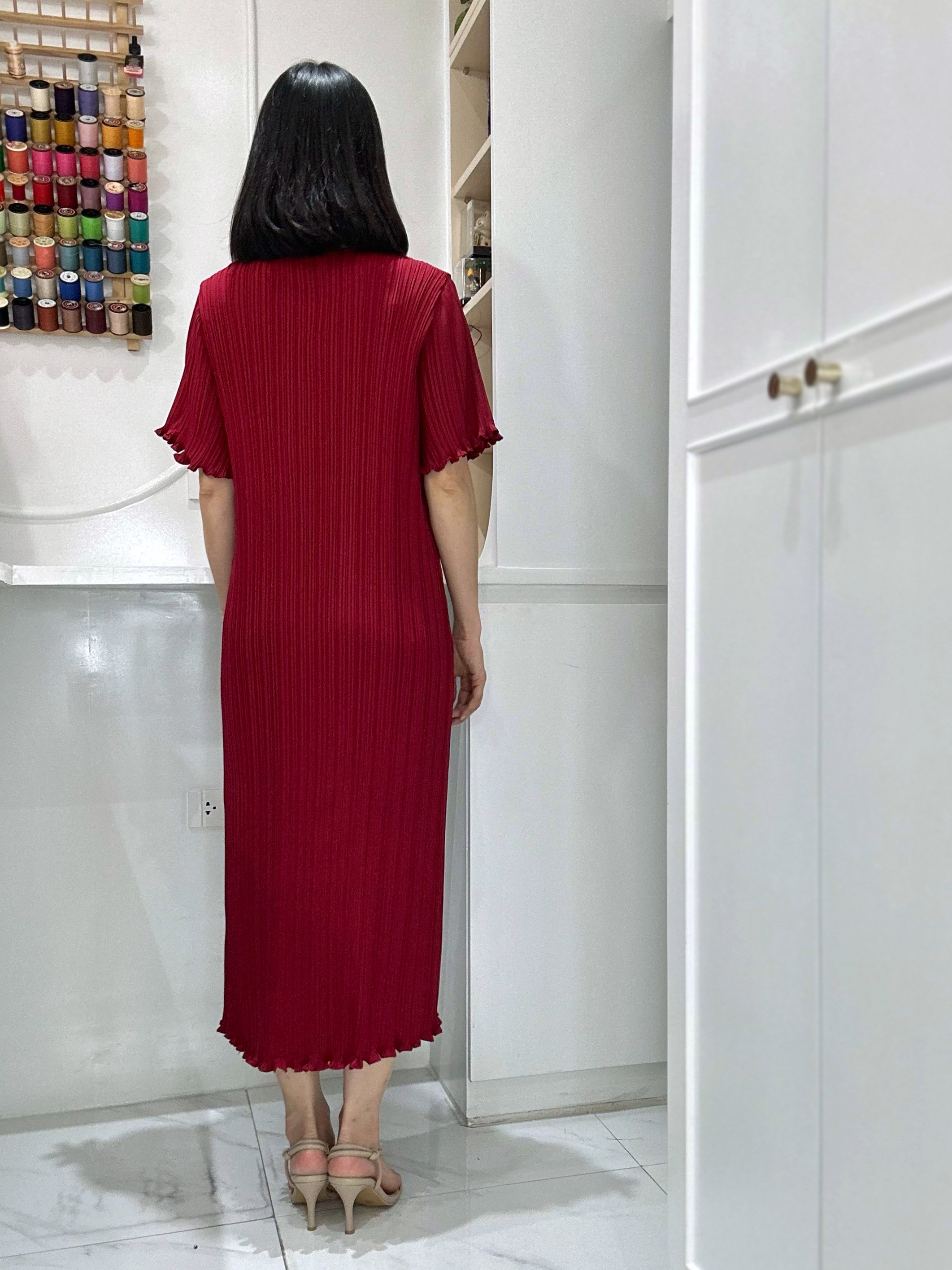 ปรับราคาลง20%!! 2MUAY รุ่น GJO5323 เดรสพลีทคุณภาพ GLAM SHORT SLEEVE PLEATED DRESS 7 สี FREE SIZE