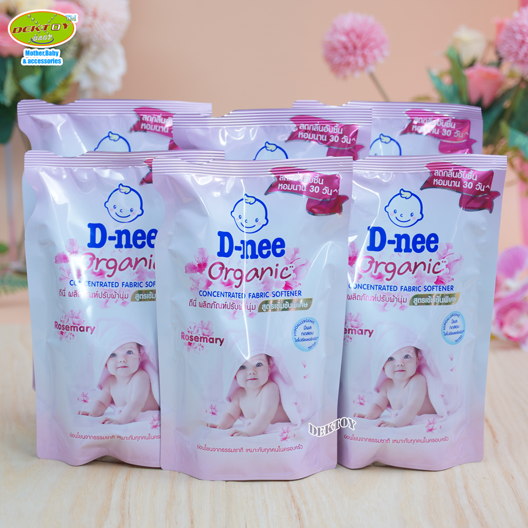 3 ถุง Dnee ดีนี่ น้ำยาปรับผ้านุ่มสูตรเข้มข้นพิเศษ ออร์แกนิค โรสแมรี่ สีชมพู 500 มล.