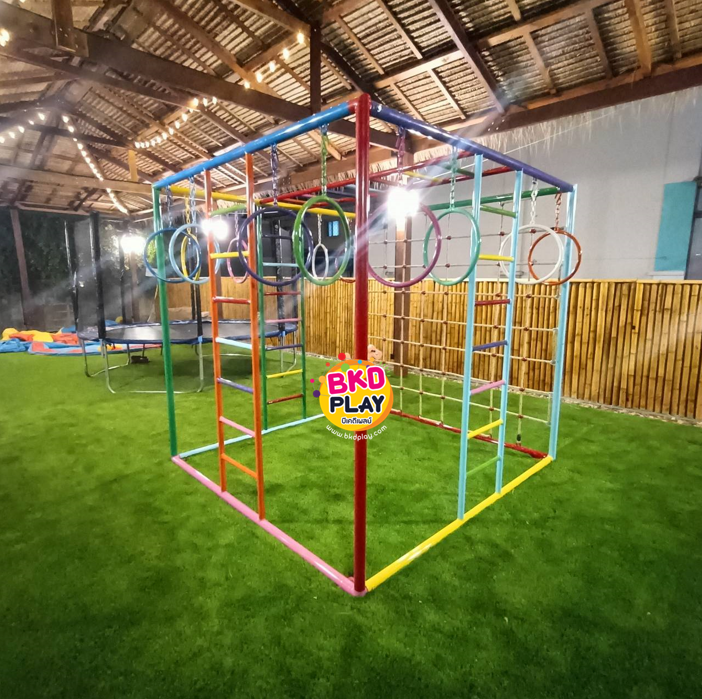 ชุดลูกเต๋า ปีนป่ายรวมA พร้อมบาร์โหน บาร์ไต่ ปีนป่ายเชือก เครื่องเล่นสนามเหล็ก เครื่องเล่นสนามกลางแจ้ง OutdoorPlayground