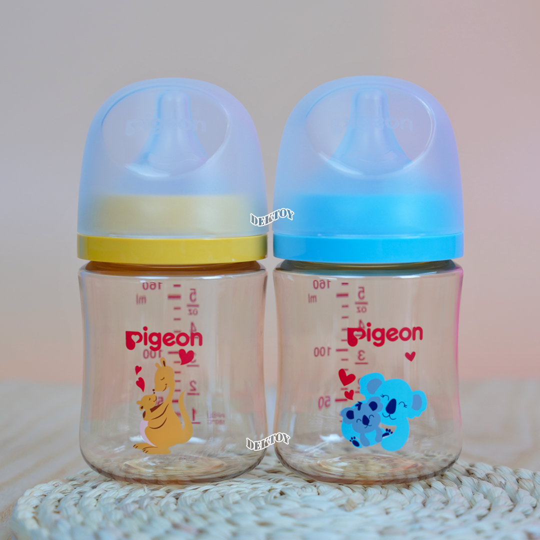 Pigeon พีเจ้น ขวดนมพีเจ้นสีชา PPSU 5 ออนซ์ 160 มล. คอกว้าง แพ็ค2ขวด มัมเลิฟ