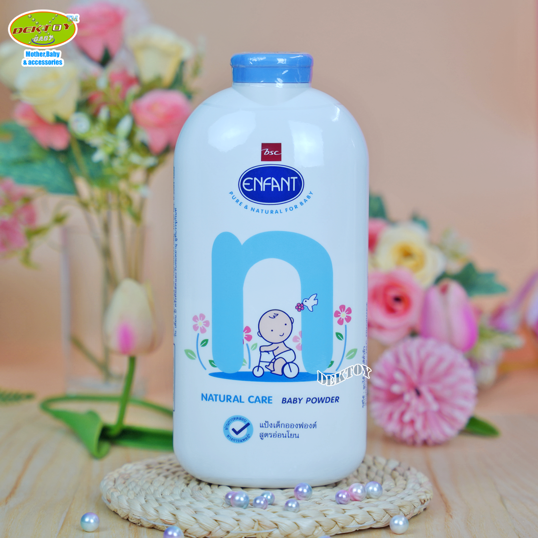 Enfant อองฟอง แป้งเด็กอองฟองต์ สูตรเนเจอร์ แคร์ อ่อนโยน 400 กรัม ฟ้า