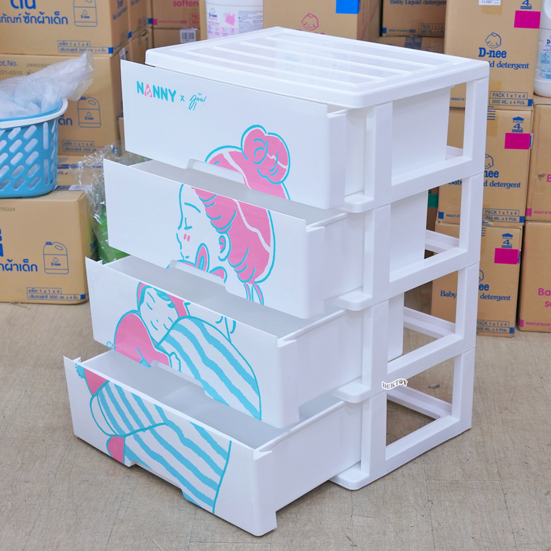 NANNY แนนนี่ ลิ้นชักเก็บของแนนนี่4ชั้นลาย Munin สีชมพู 2998MU (กดสั่งครั้งละ1 ห้ามสั่งรวมออเดอร์กับอย่างอื่น)