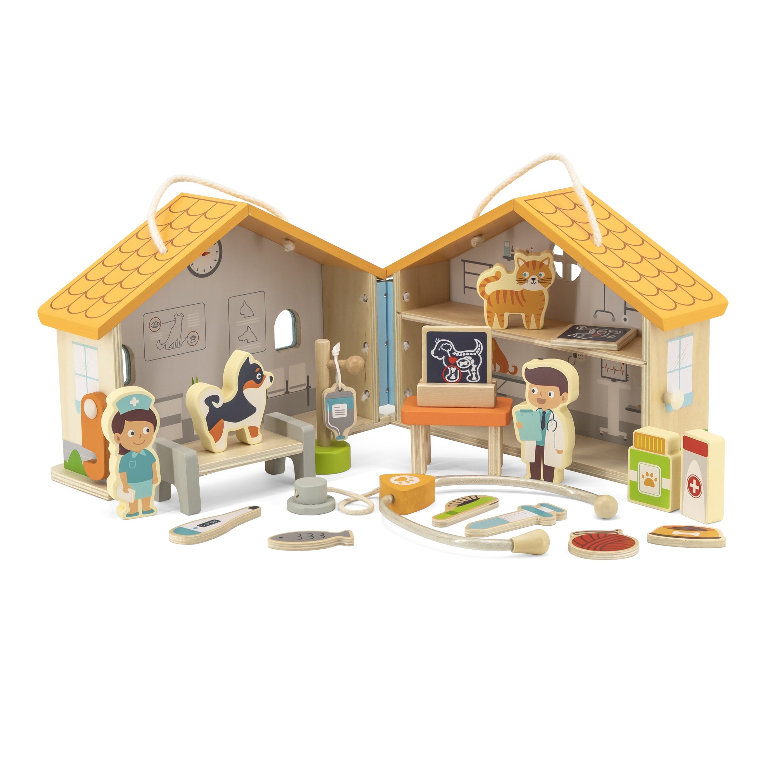 ชุดโรงพยาบาลสัตว์น่ารัก, ของเล่นไม้, ของเล่นเสริมพัฒนาการ, ของเล่นเด็กอนุบาล, สื่อการสอนเด็กอนุบาลมอนเตสซอรี่ ,montessori, สื่อการสอนประถม