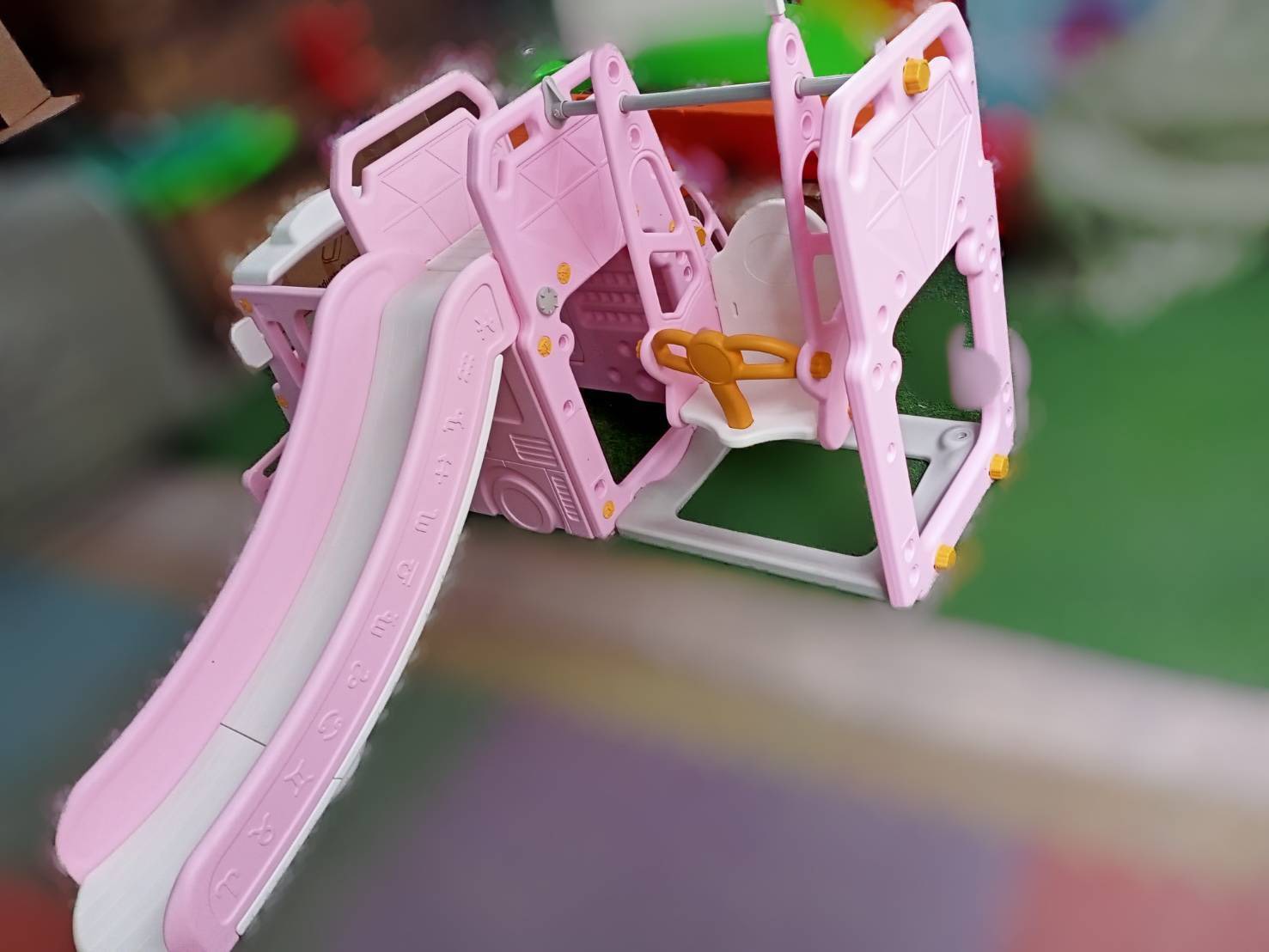 สไลเดอร์รสบัส 3in1 สีชมพู รถบัสสไลเดอร์ เครื่องเล่นสนาม รถของเล่น พร้อมส่ง