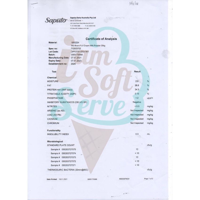 หัวนมผง (Full cream milk powder) นำเข้าจากออสเตรเลียแบ่งจำหน่าย วัตถุดิบทำขนม,ไอศกรีม,เบเกอรี่,ผงนมเข้มข้น,นม #พร้อมส่ง