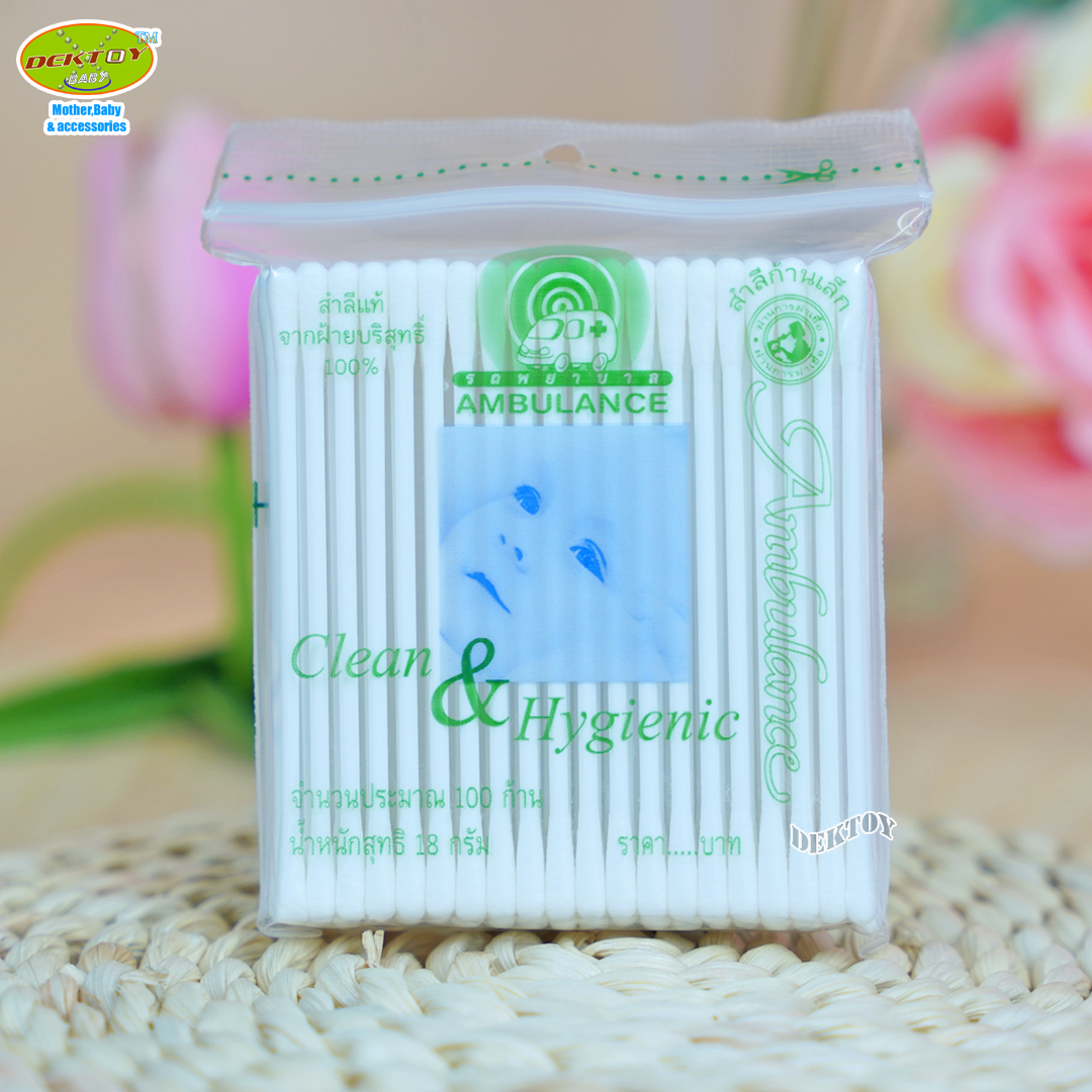 สำลีก้านจิ๋วตรารถพยาบาล-Cotton Bud Ambulance 100 ก้าน