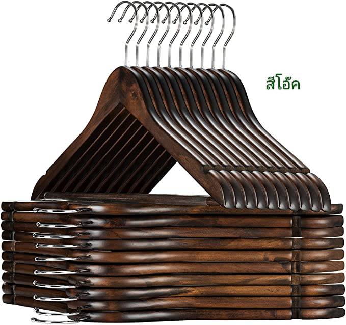 ไม้แขวนเสื้อแบบมีตัวหนีบ สีบีช / สีเชอรี่ / สีโอ๊ค (Wooden hanger with clip)