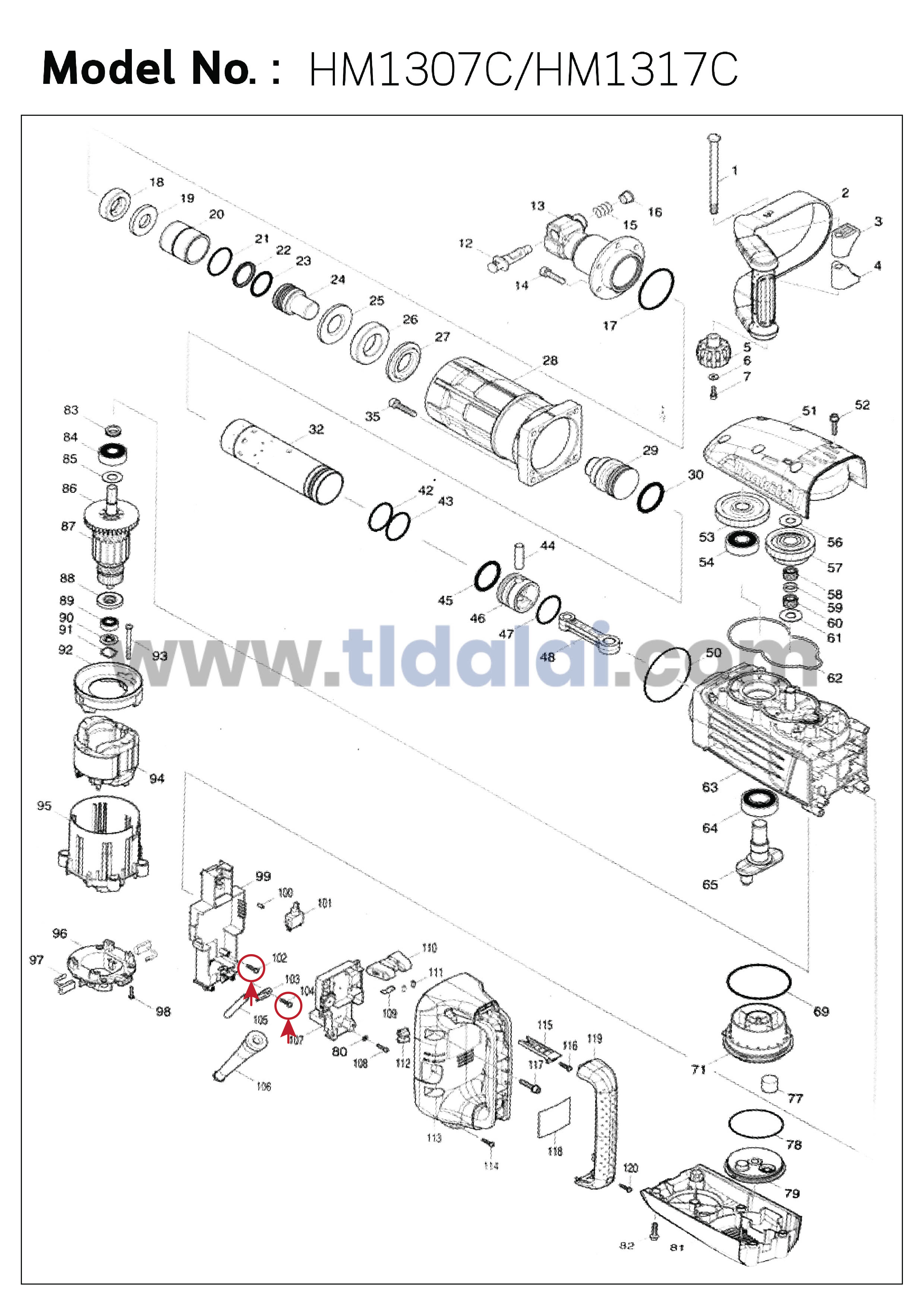 น็อตยึดสายไฟ, อื่นๆ (แท้) (265995-6) ใช้ได้กับรุ่น 6501 #16, DHP458, HM1305, HM1306, HM1307C, 2414, BO3700, UB1100, 2414NB, 4324, LS1040, N5900B, 9523NB (265995-6) (อะไหล่แท้100%) TAPPING SCREW4X18