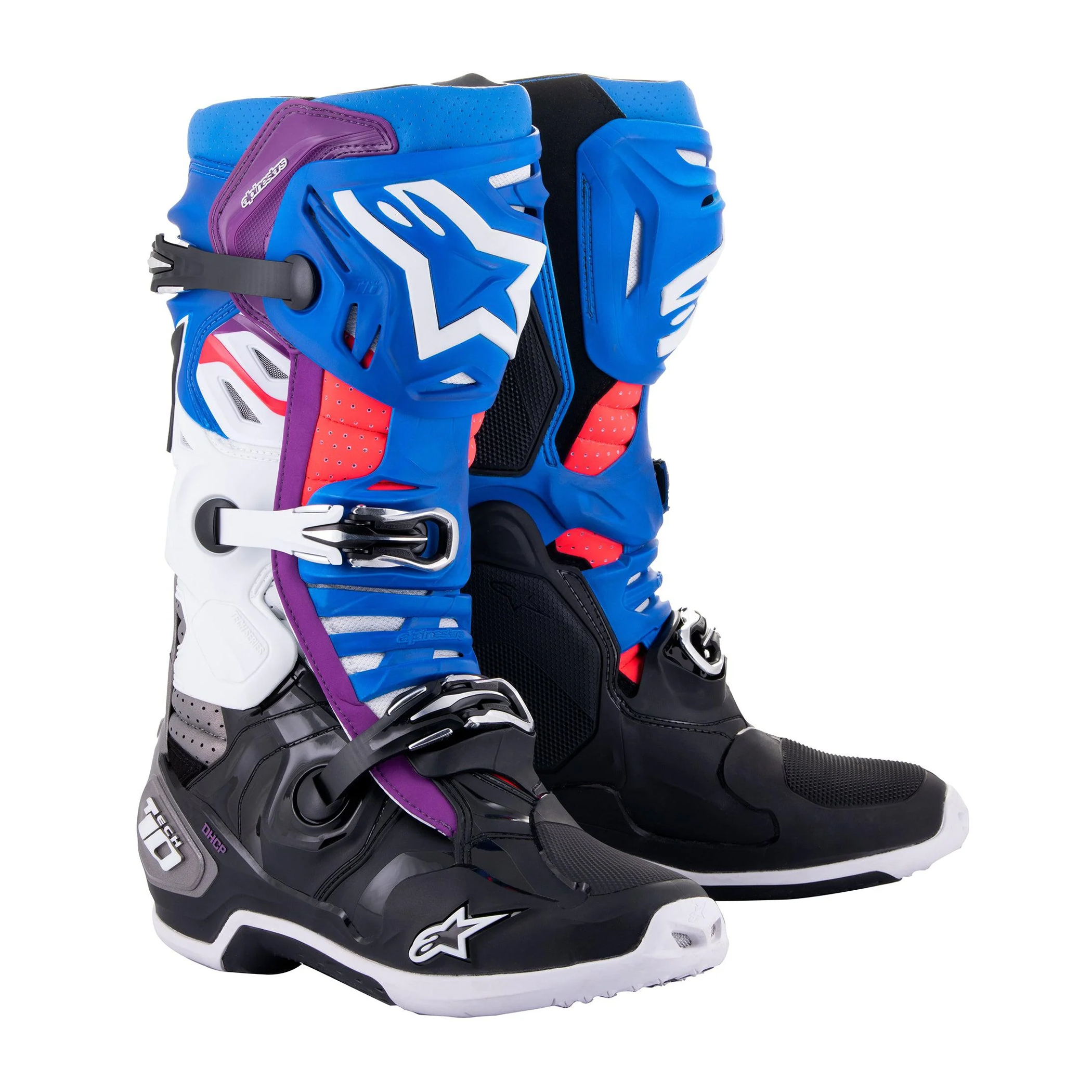 รองเท้า Alpinestars Tech 10 Supervented Boot - Black/Enamel Blue/Purple/White