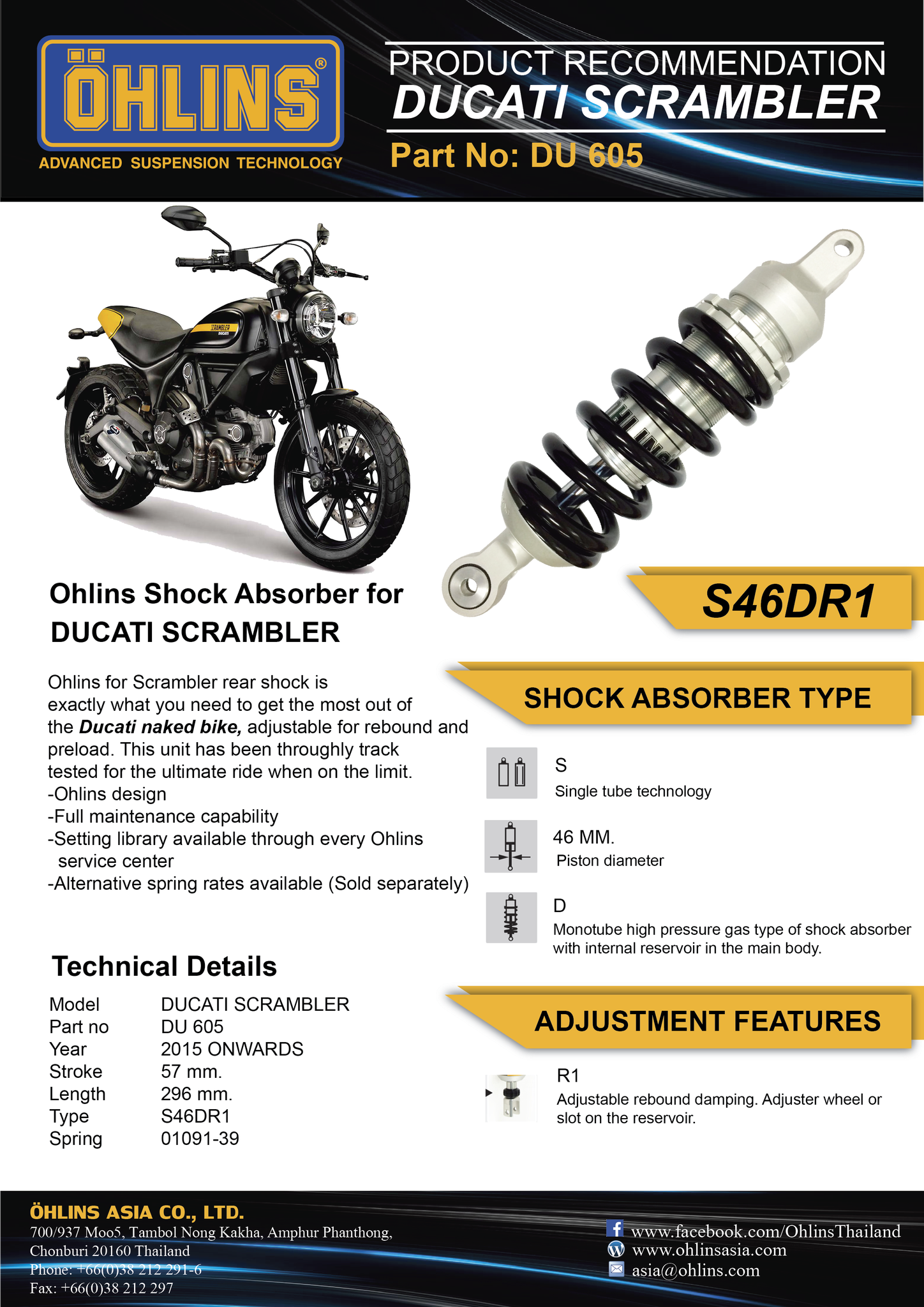 Ohlins DU 605 STX 46 Ducati Scrambler