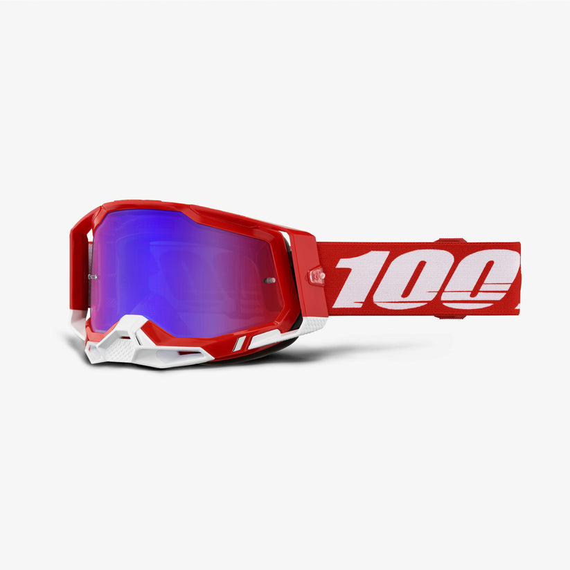 แว่น 100% Racecraft2 Goggle - Red 2024 Mirror Red/Blue / Clear Lens