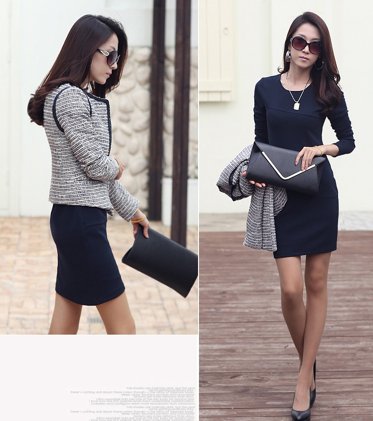 เดรสสีดำ แขนยาว ด้านในเป็นผ้ากำมะหยี่หนานุ่ม งานเกาหลี ไซส์M ตามแบบ