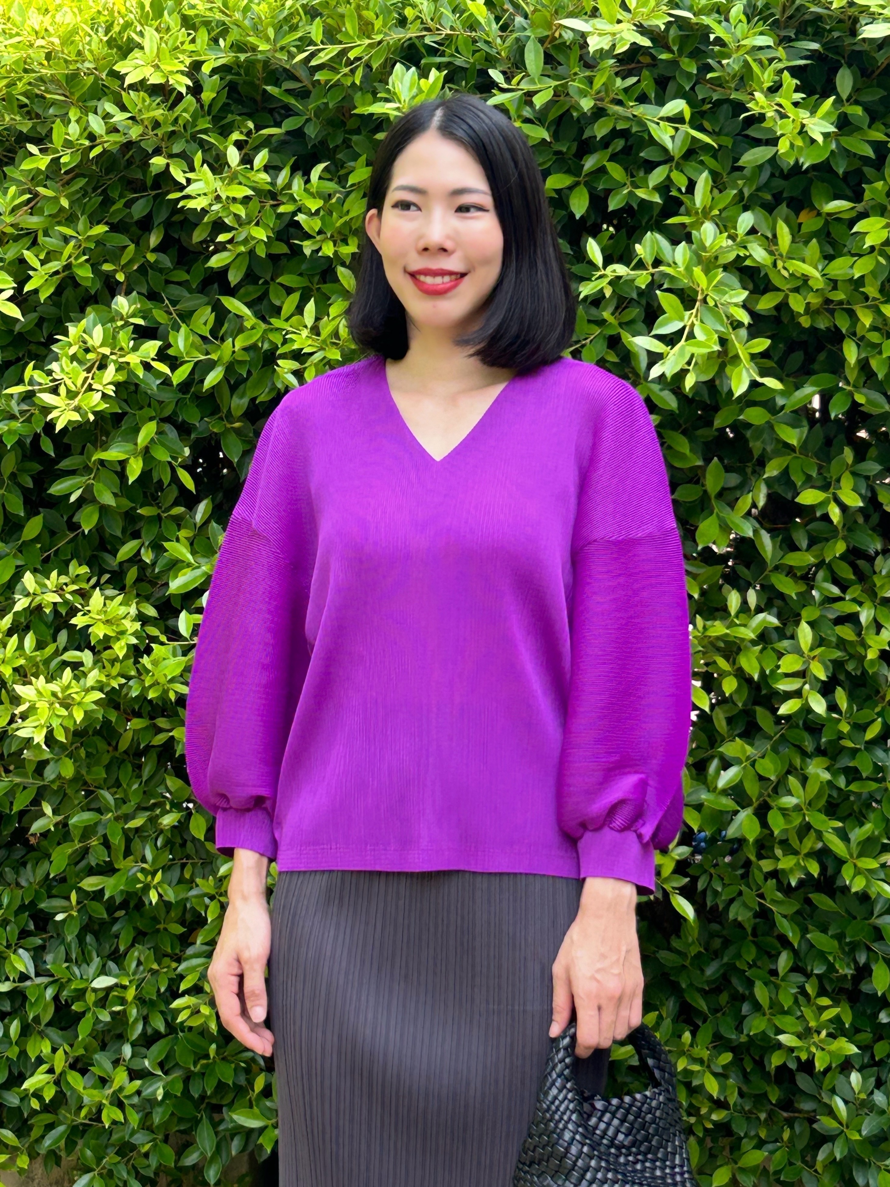 2MUAY รุ่น GJO1084 เสื้อพลีทคุณภาพ V NECK BALLON SLEEVE PLEATED TOP 8 สี FREE SIZE