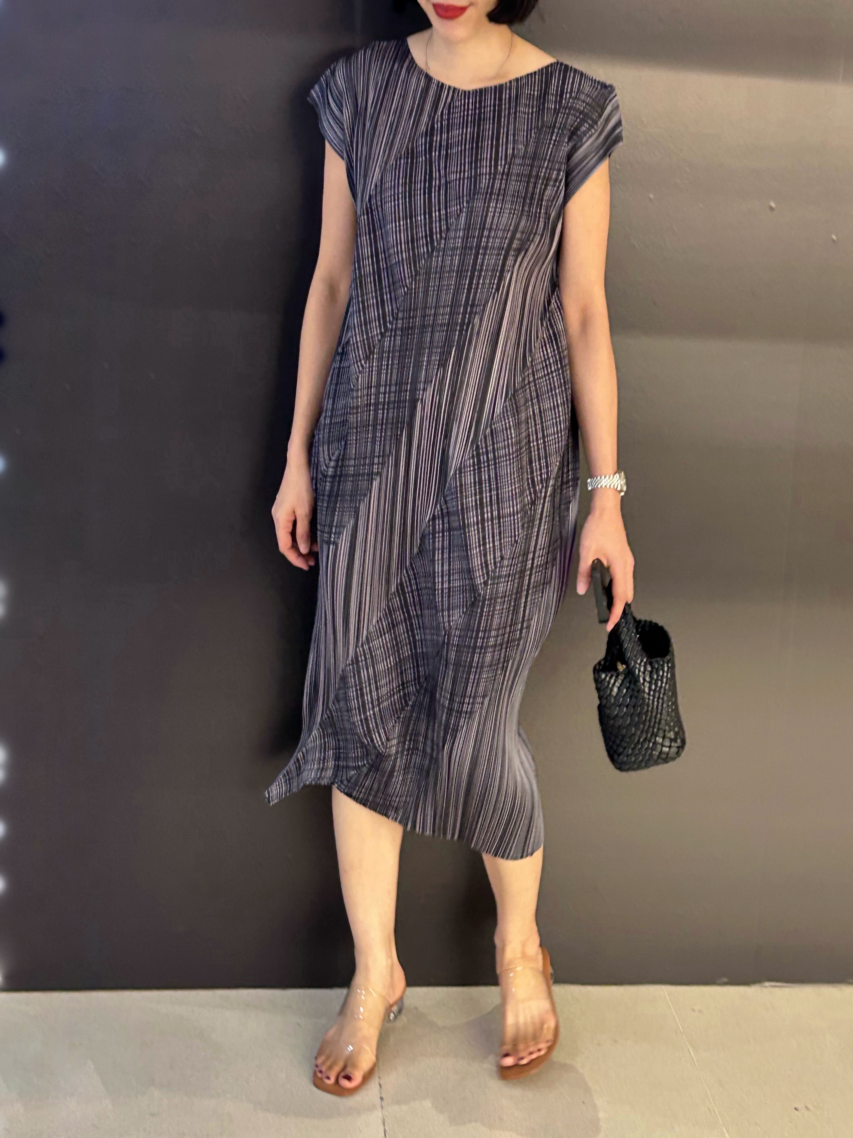 2MUAY รุ่น CX6389 เดรสอัดพลีท ASYMMETRIC PRINTED PLEATED DRESS 3 สี FREE SIZE