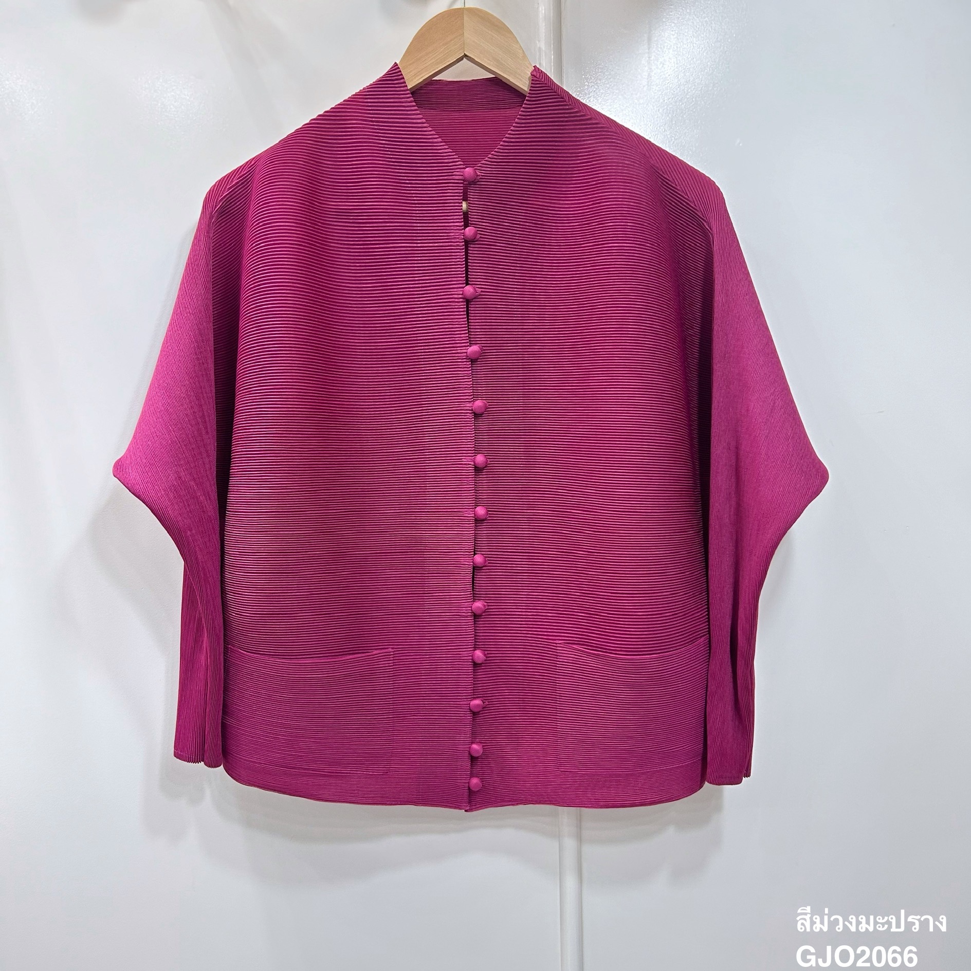 2MUAY BASIC รุ่น GJO2066 เสื้ออัดพลีทงานคุณภาพ BUTTON FRONT PLEATED TOP 17สี FREE SIZE